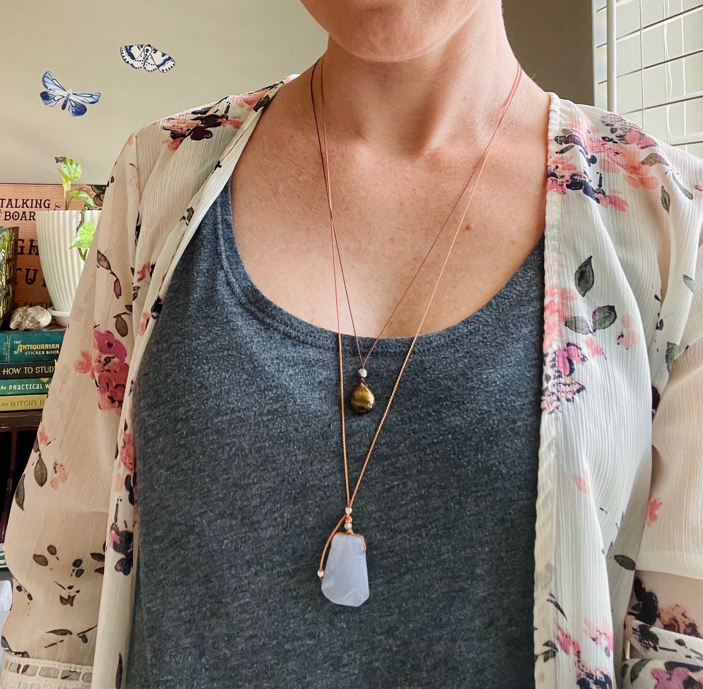 tiger’s eye silk crystal necklace | adjustable choker