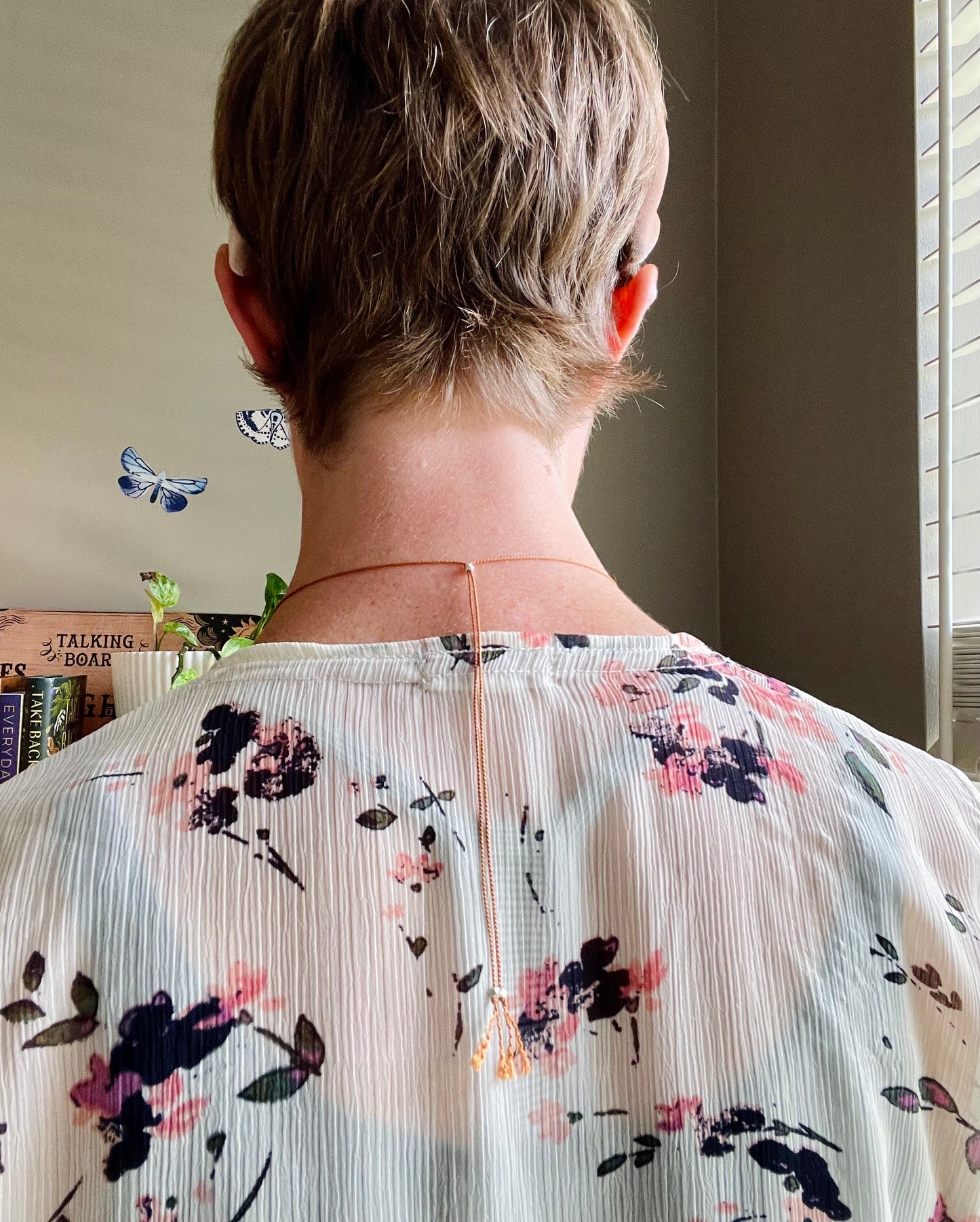 peach rainbow aura quartz silk crystal necklace | adjustable choker