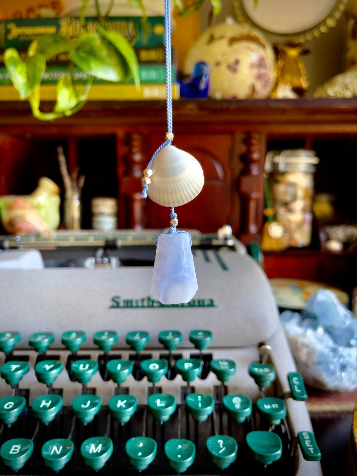 blue lace agate sea witch silk crystal necklace | adjustable lariat style - lil shop of light & love