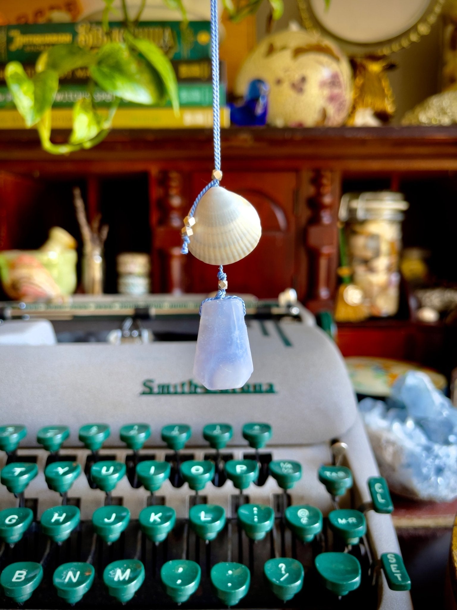 blue lace agate sea witch silk crystal necklace | adjustable lariat style - lil shop of light & love