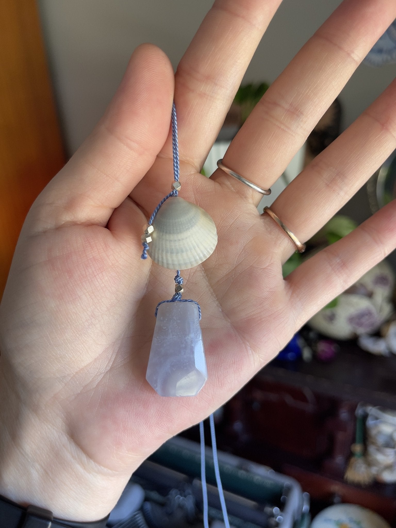 blue lace agate sea witch silk crystal necklace | adjustable lariat style - lil shop of light & love