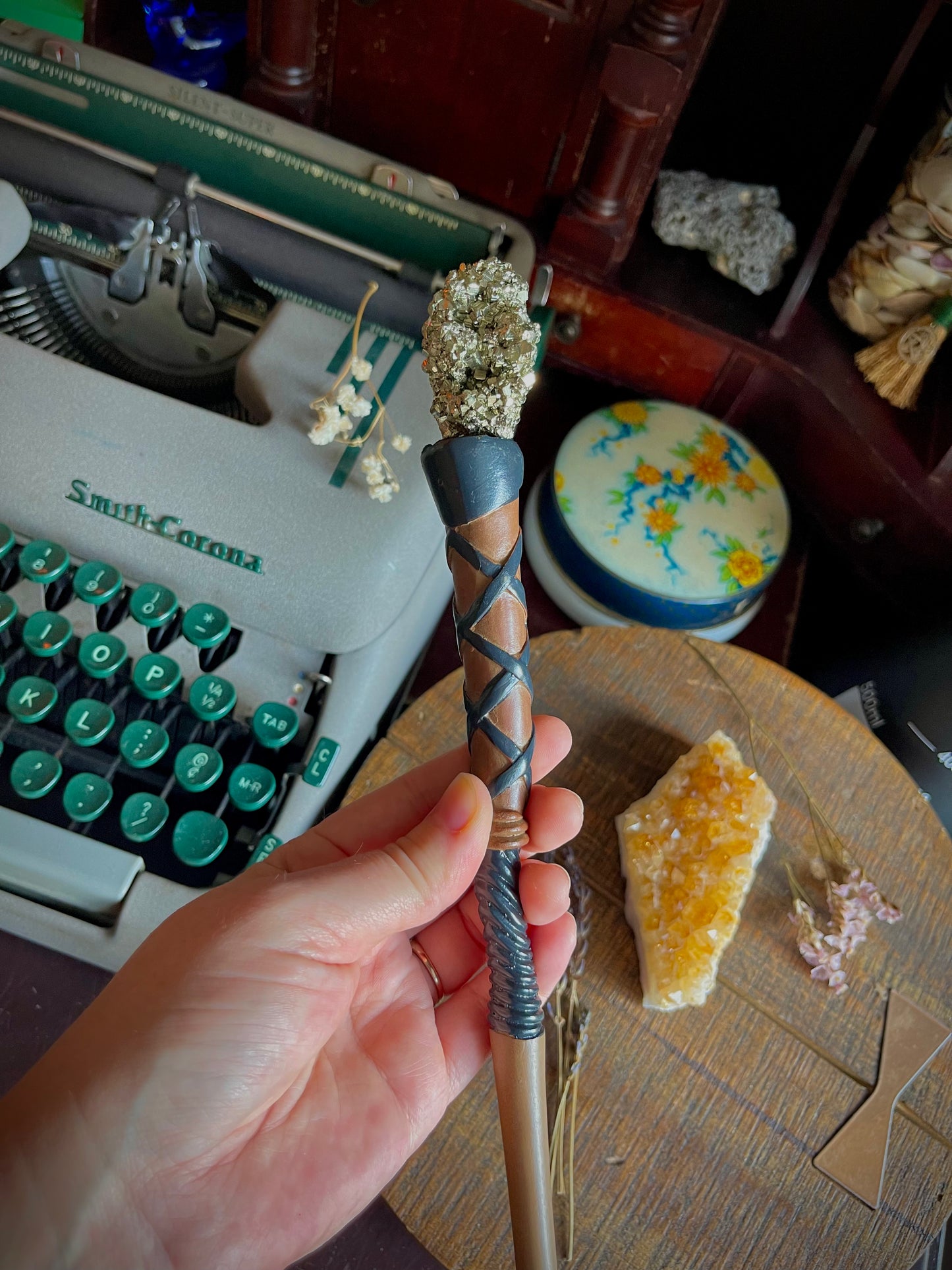 pyrite crystal wand