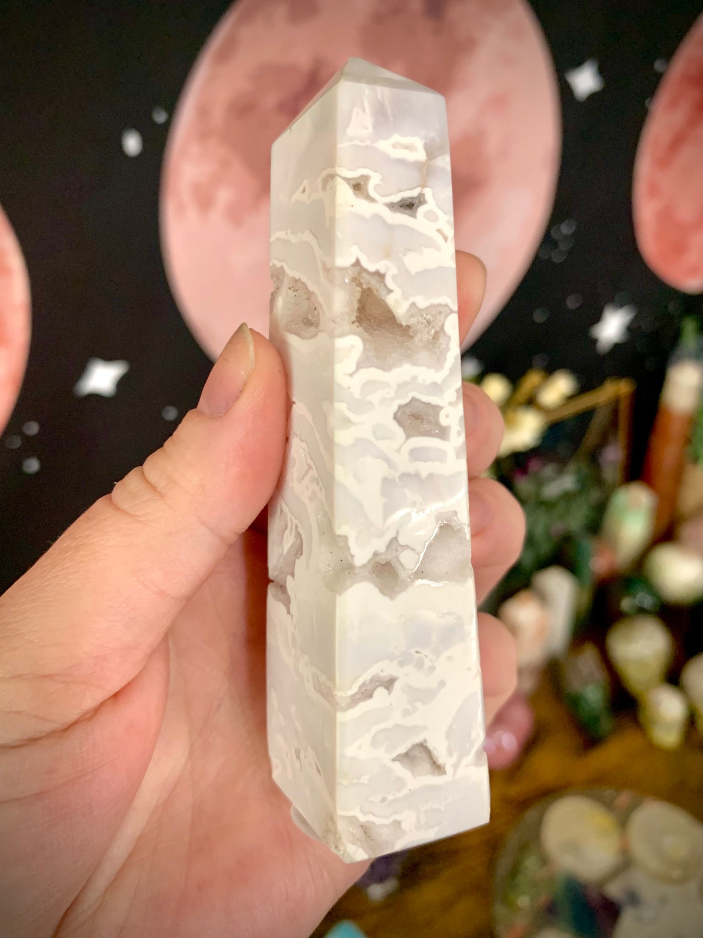 white crazy lace agate towers