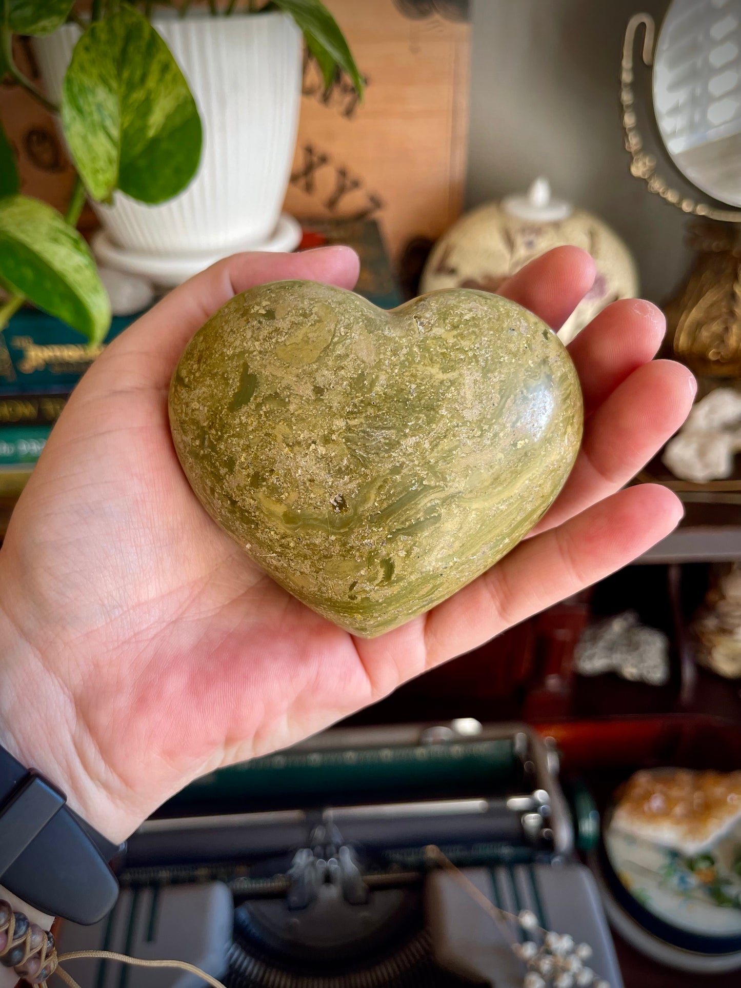 green opal | heart palm stone