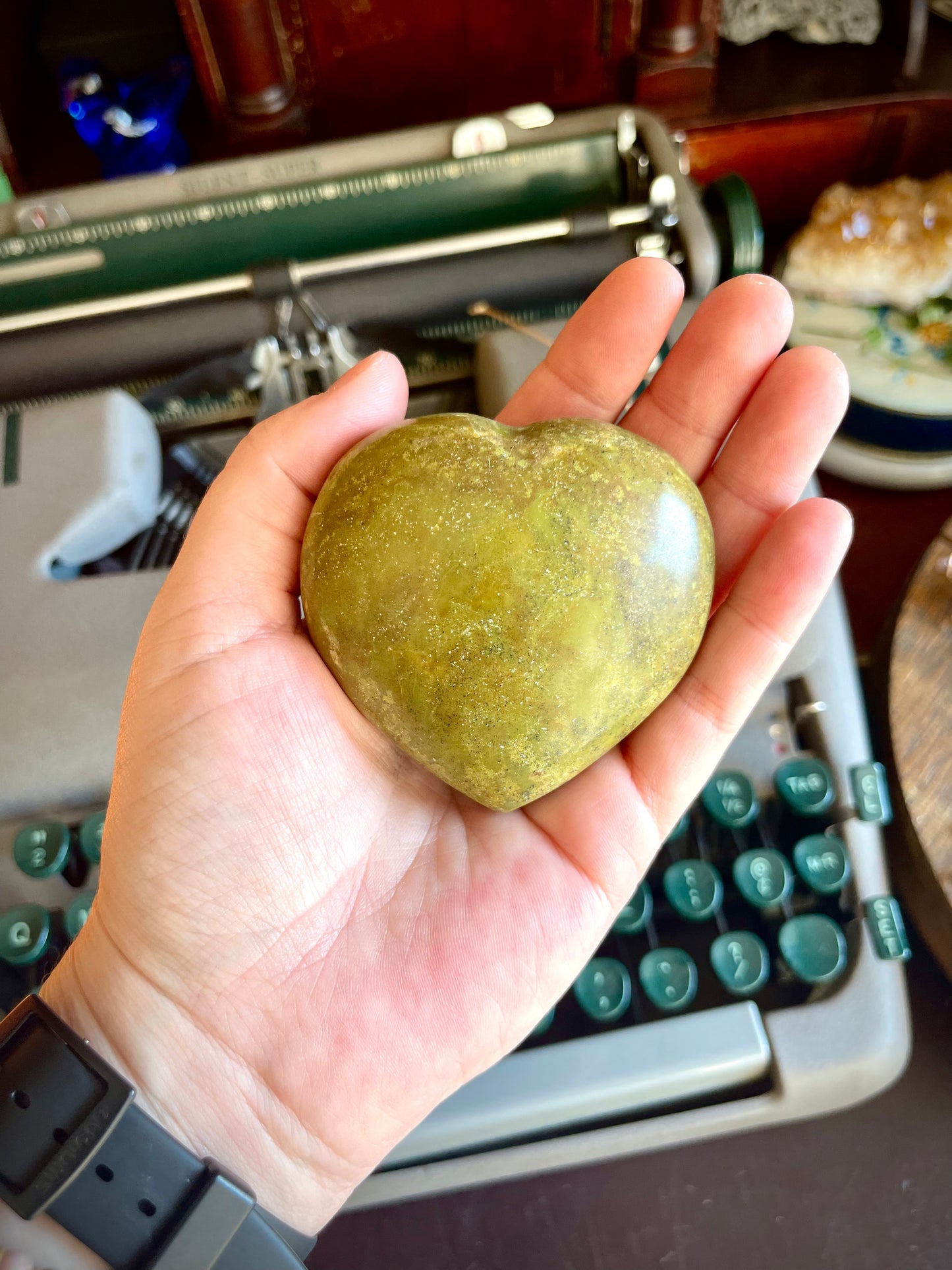 green opal | heart palm stone