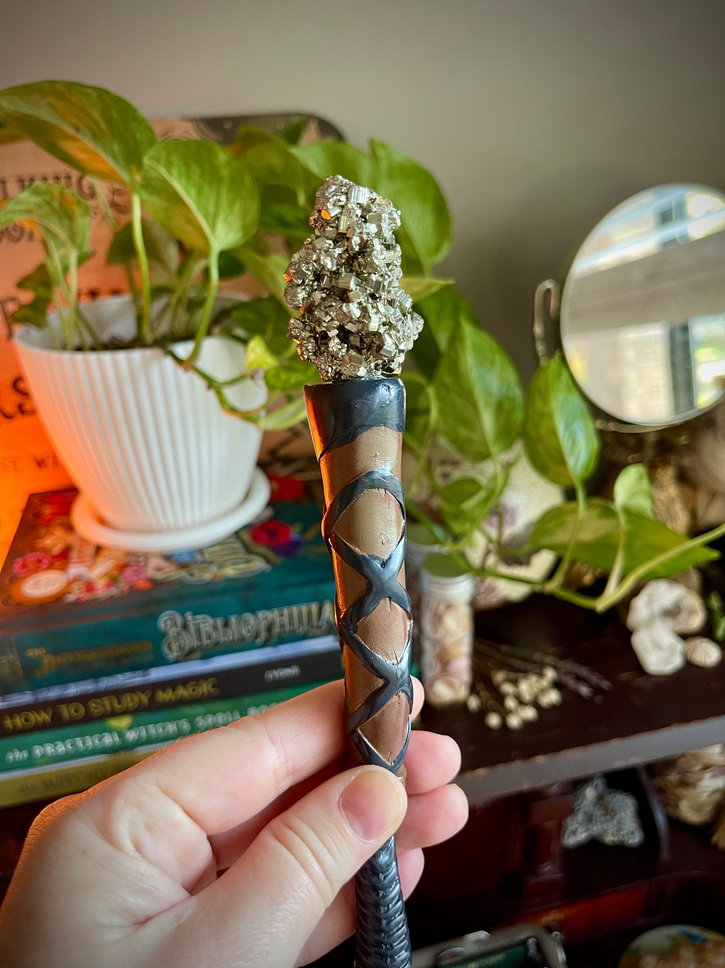 pyrite crystal wand