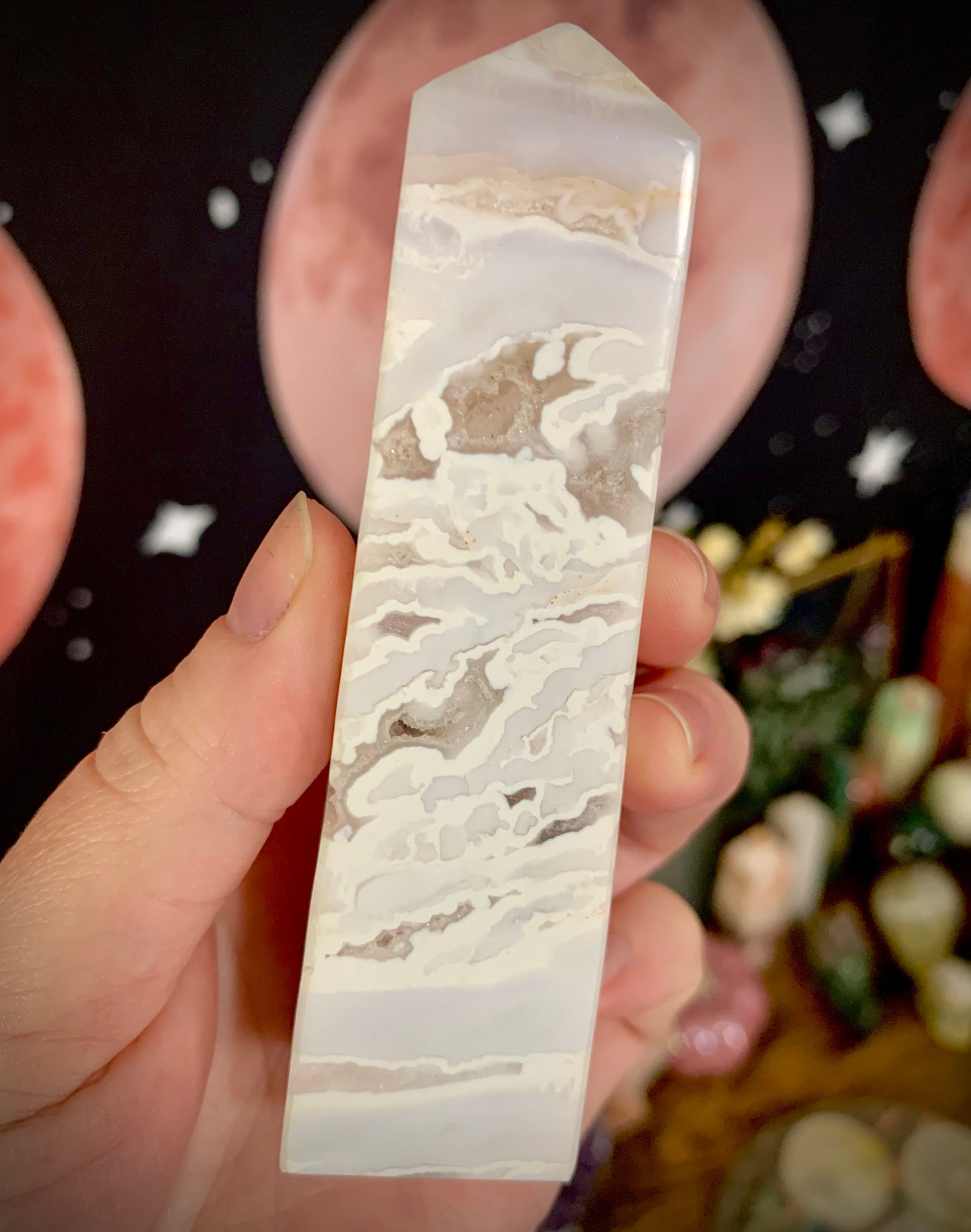 white crazy lace agate towers