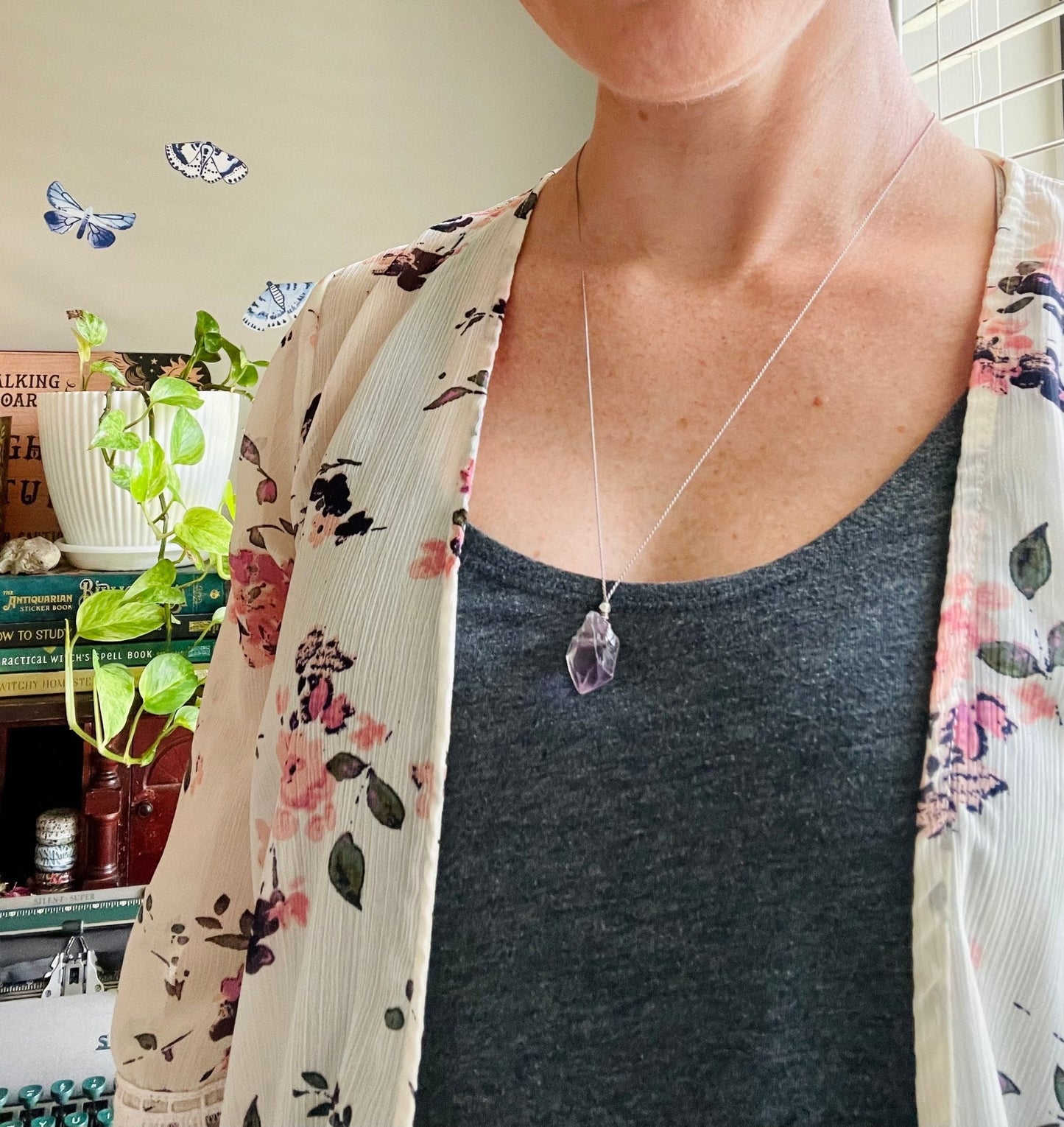 raw amethyst silk crystal necklace | adjustable choker - Lil Shop of Light & Love