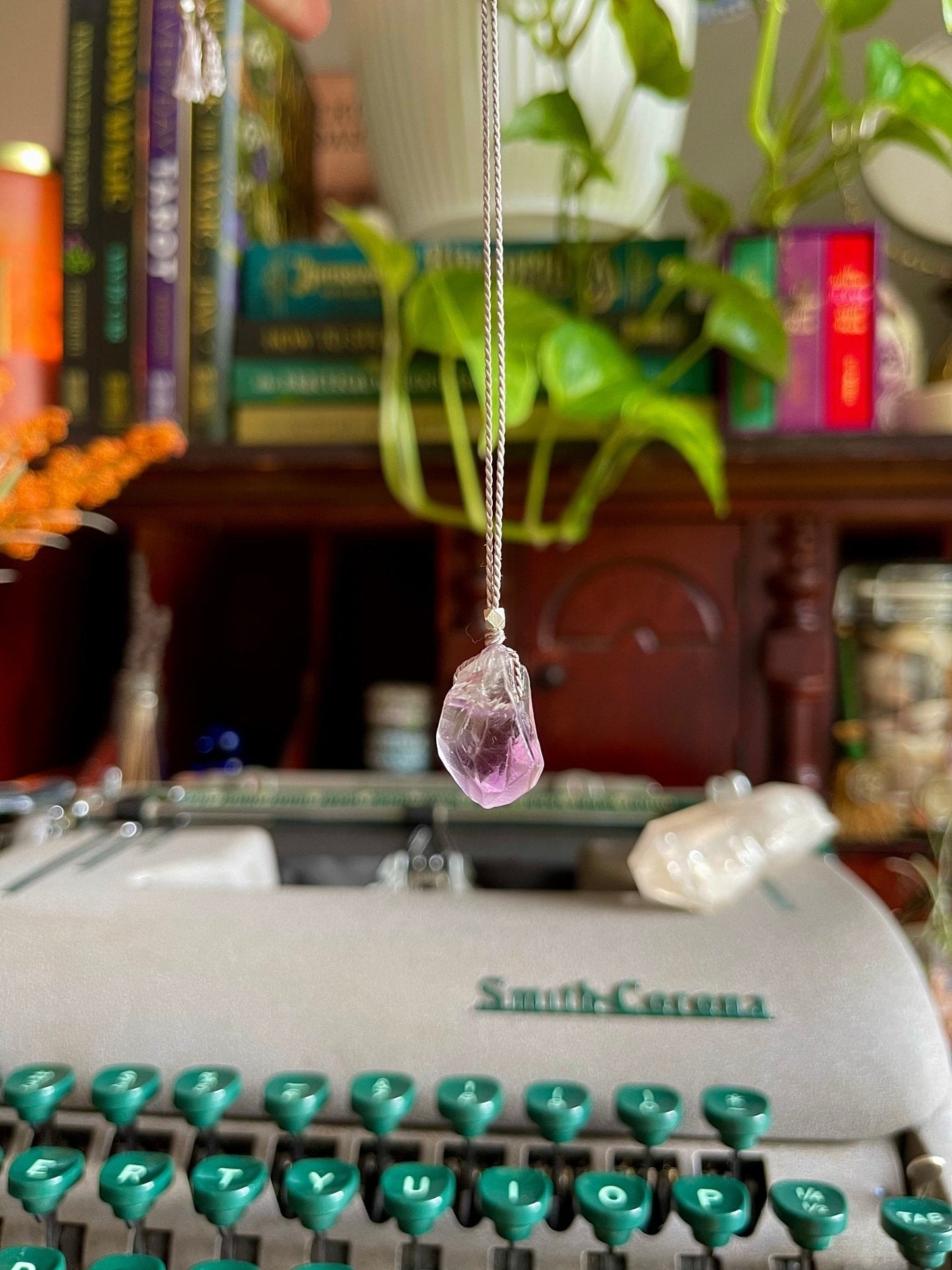 raw amethyst silk crystal necklace | adjustable choker - Lil Shop of Light & Love