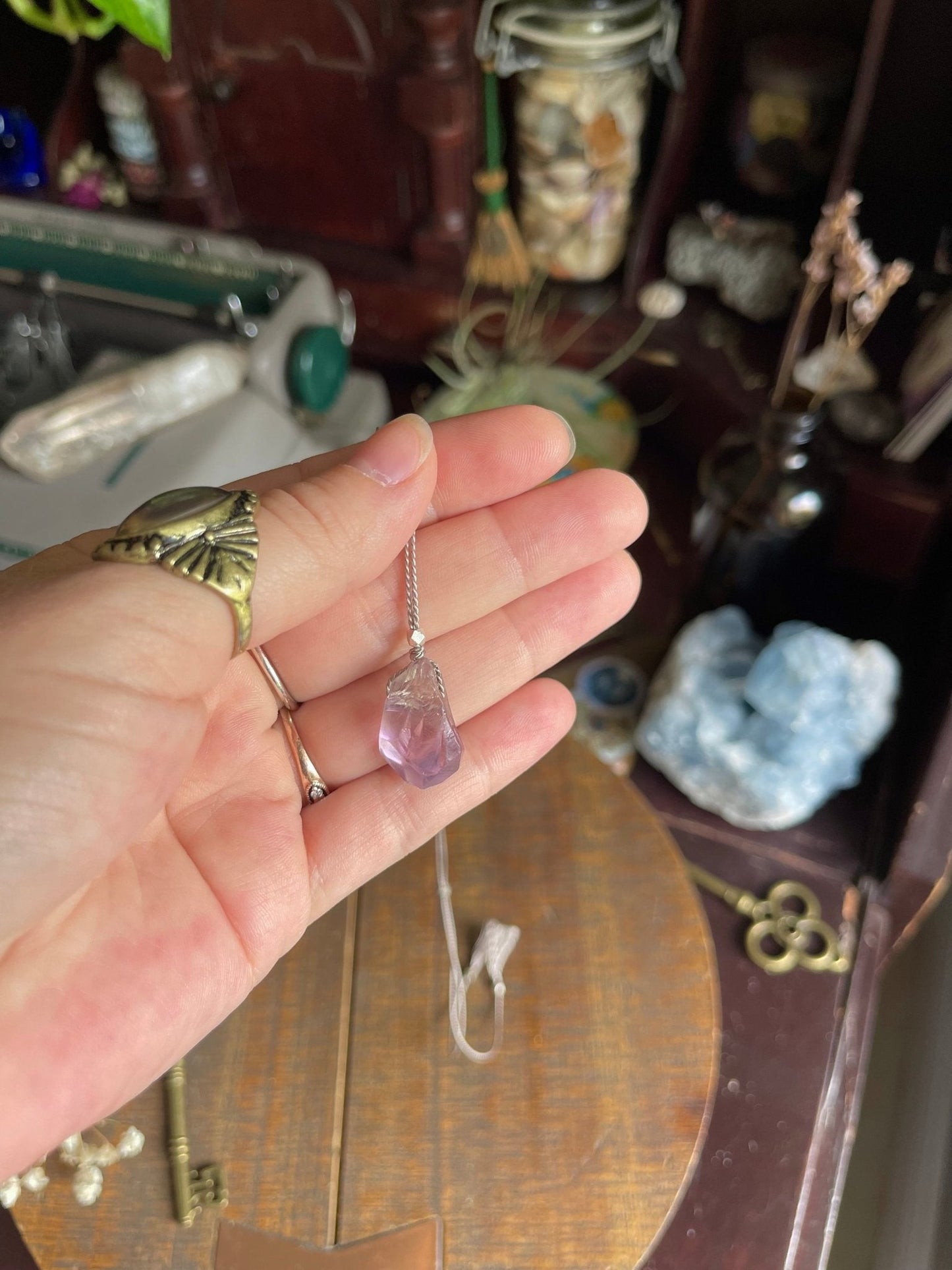 raw amethyst silk crystal necklace | adjustable choker - Lil Shop of Light & Love