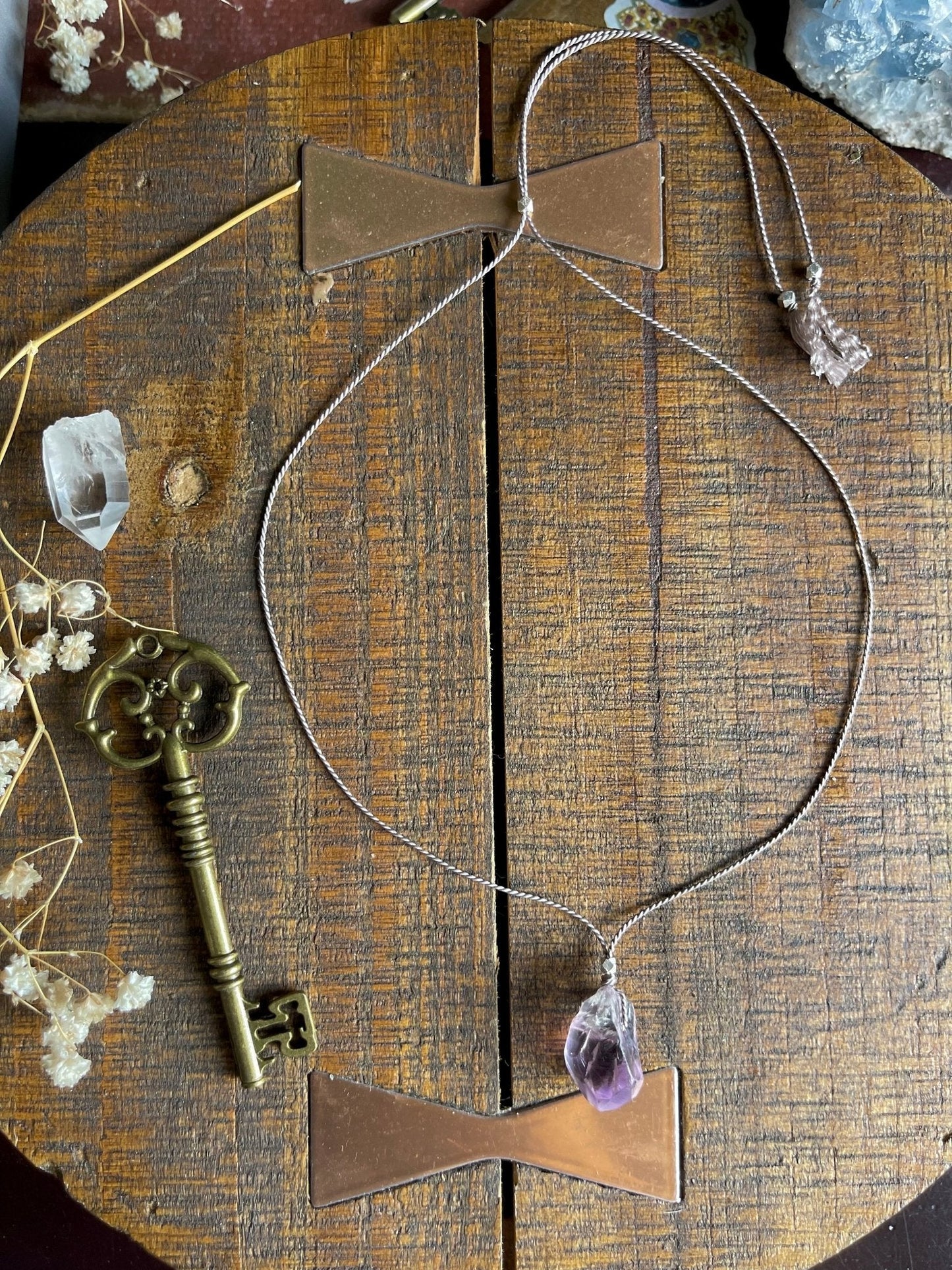 raw amethyst silk crystal necklace | adjustable choker - Lil Shop of Light & Love