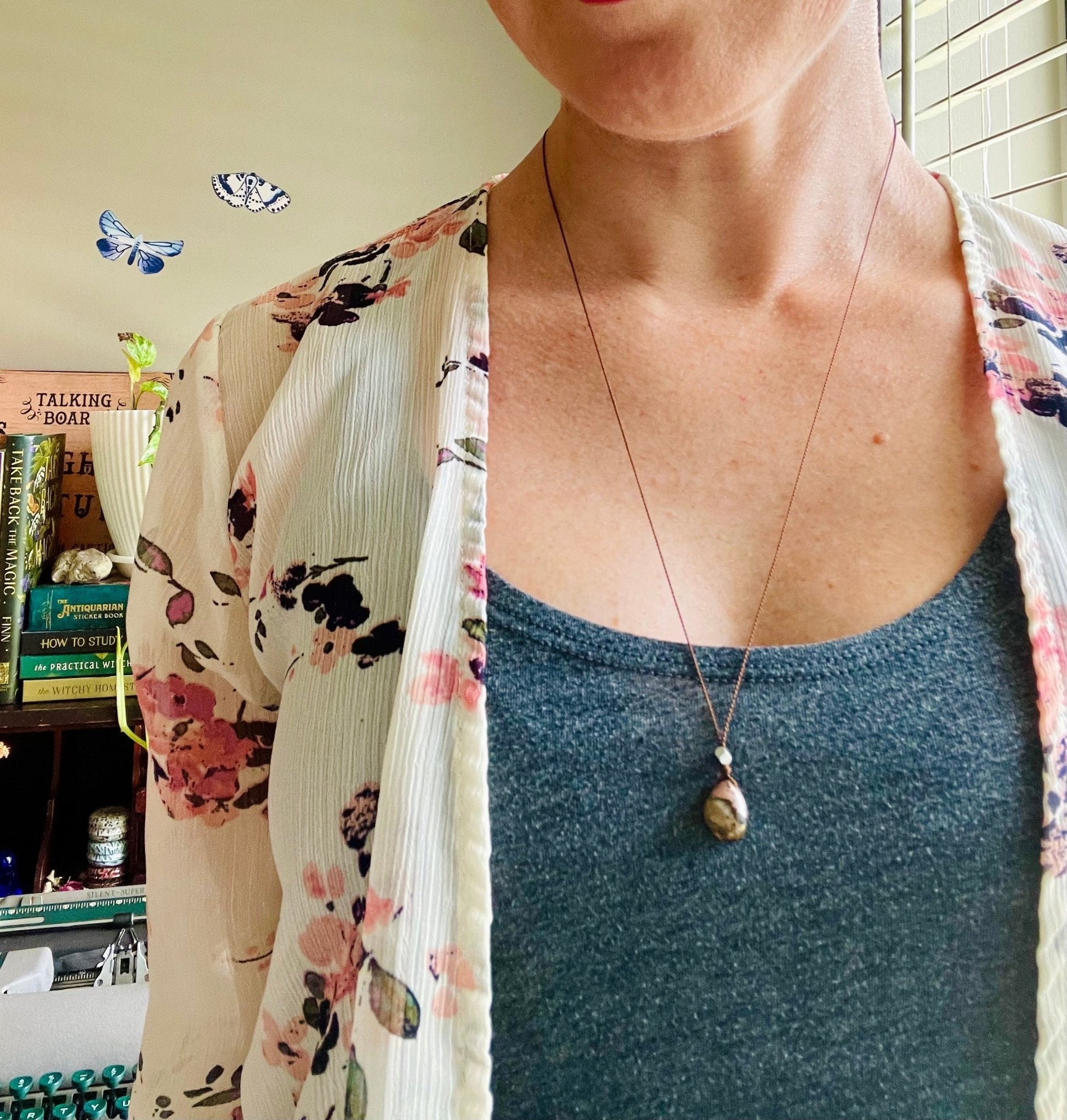 rhodonite silk crystal necklace | adjustable choker - Lil Shop of Light & Love