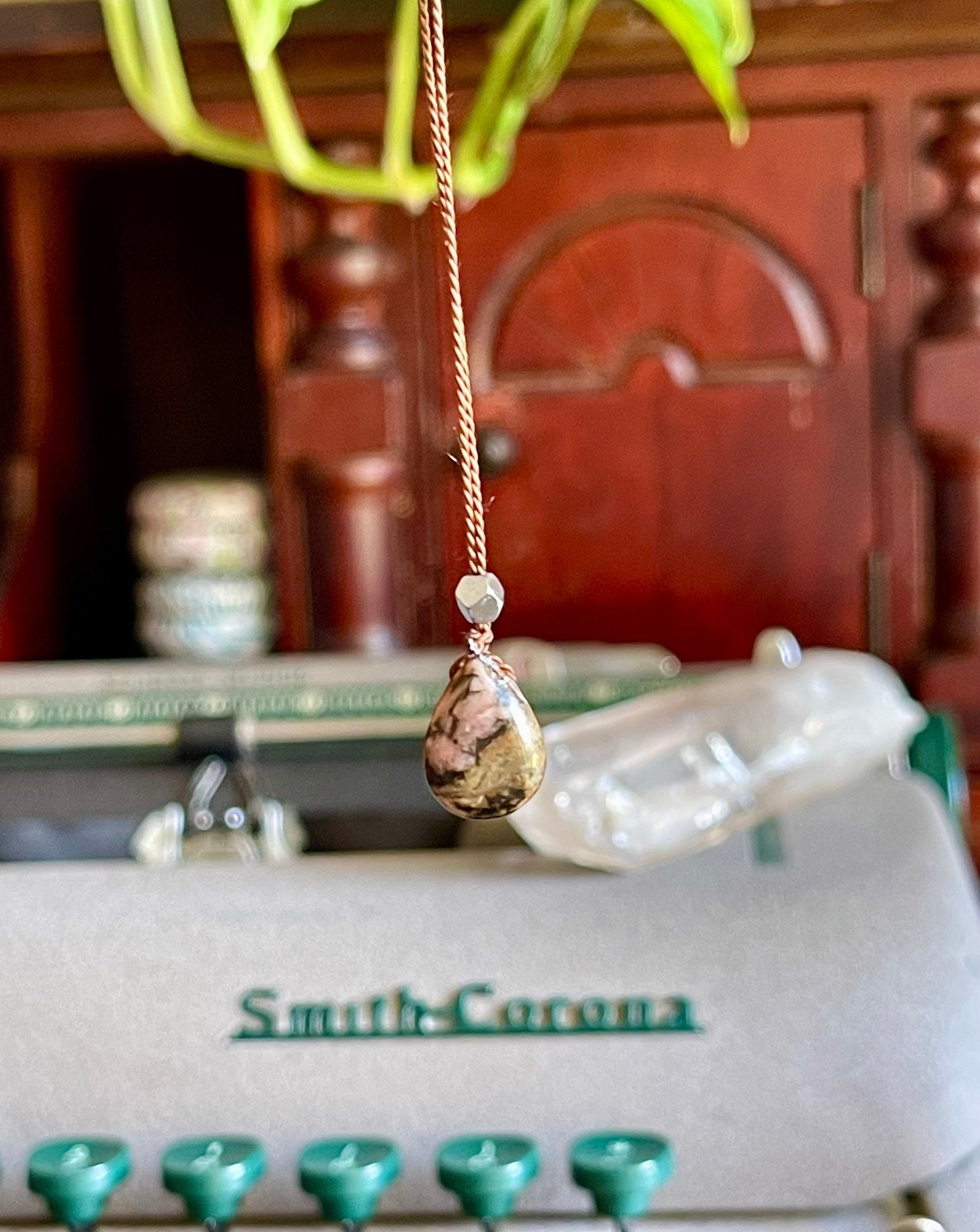 rhodonite silk crystal necklace | adjustable choker - Lil Shop of Light & Love