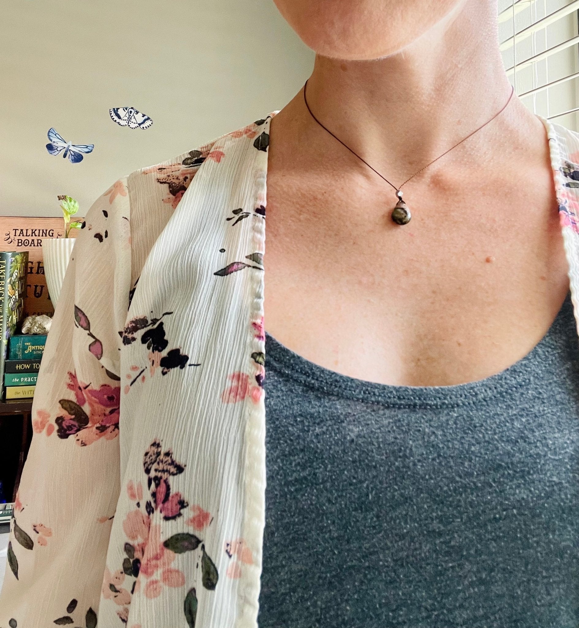 rhodonite silk crystal necklace | adjustable choker - Lil Shop of Light & Love