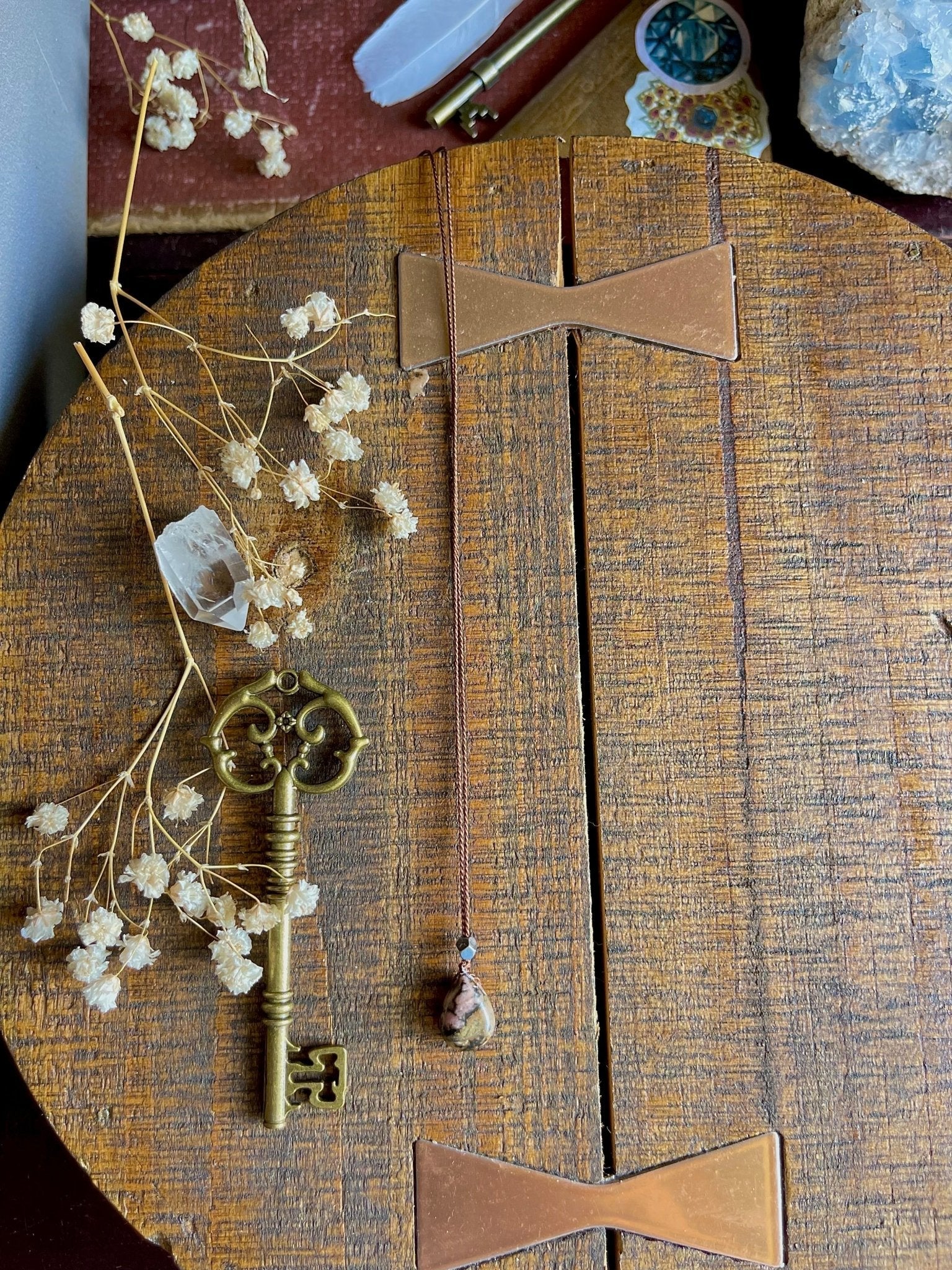 rhodonite silk crystal necklace | adjustable choker - Lil Shop of Light & Love