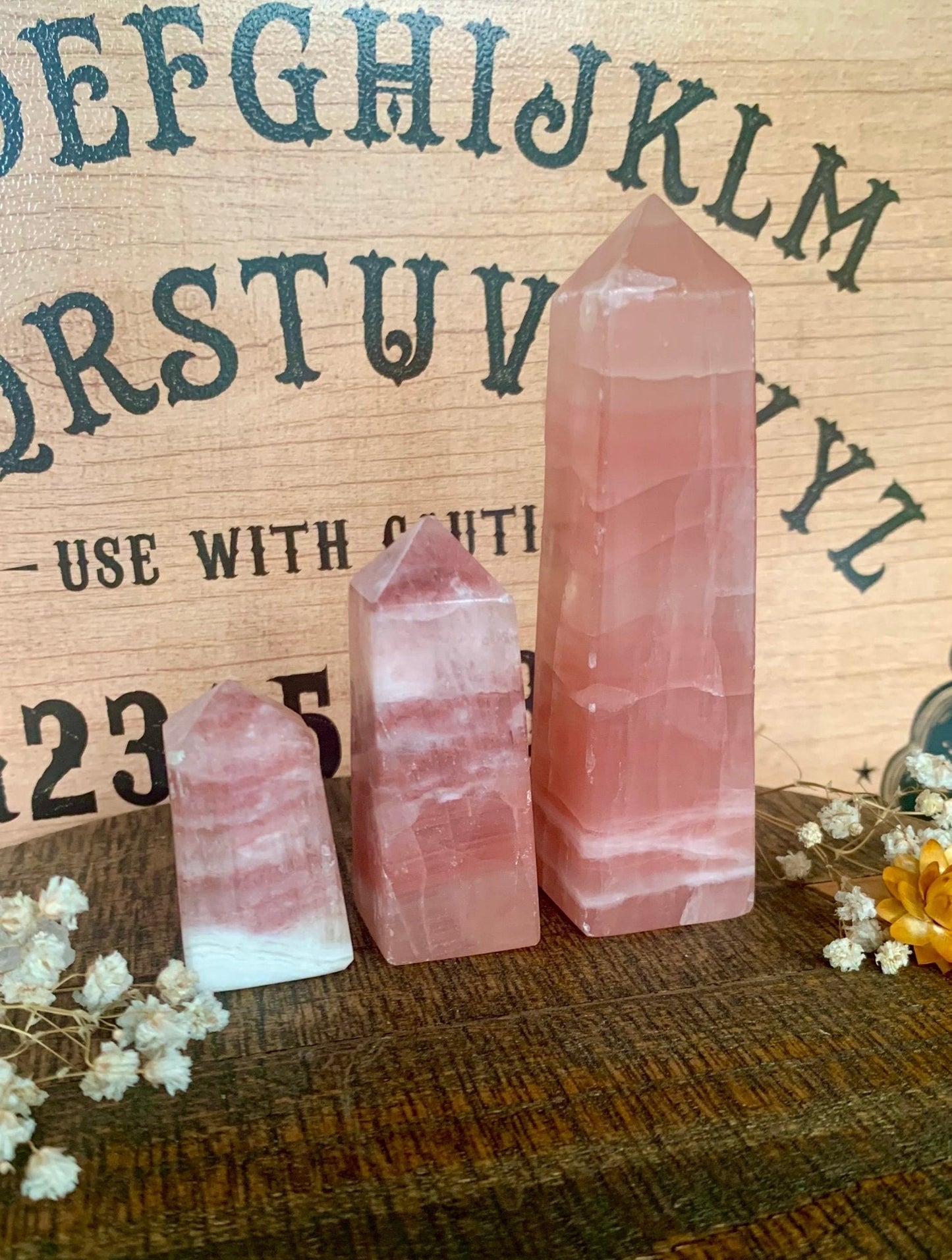 rose calcite towers - Lil Shop of Light & Love