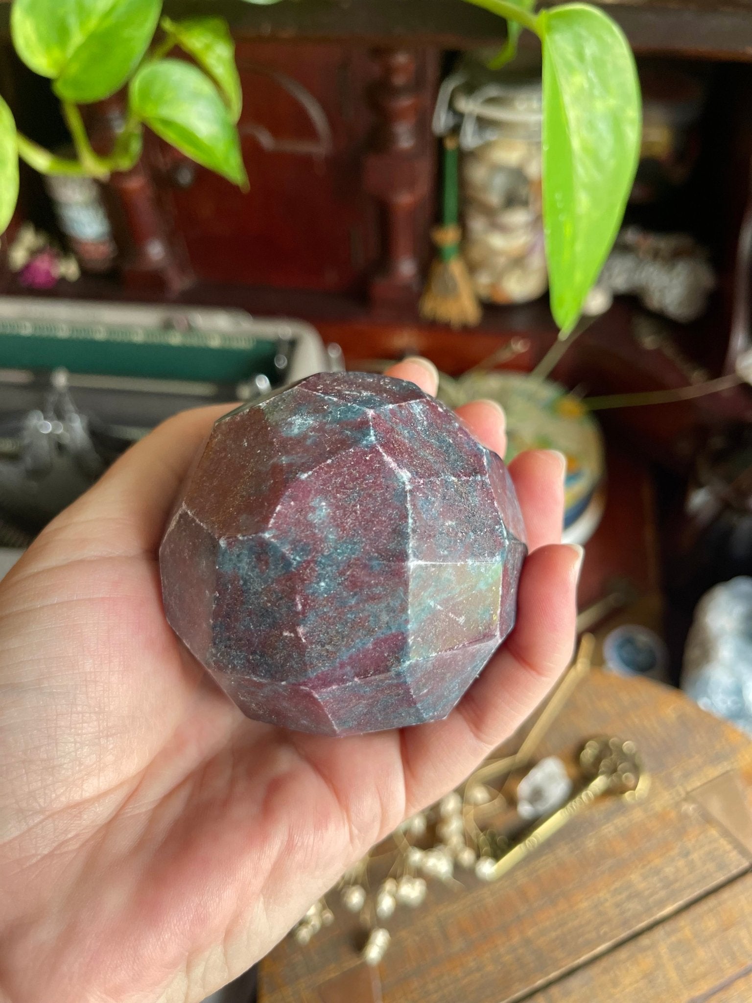 ruby in kyanite faceted spheres - Lil Shop of Light & Love