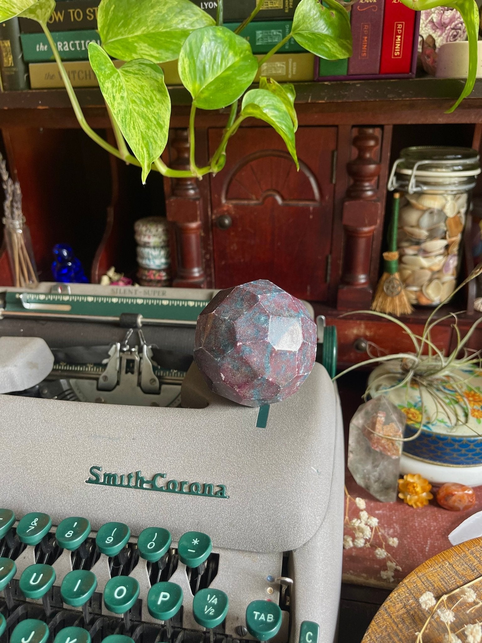 ruby in kyanite faceted spheres - Lil Shop of Light & Love