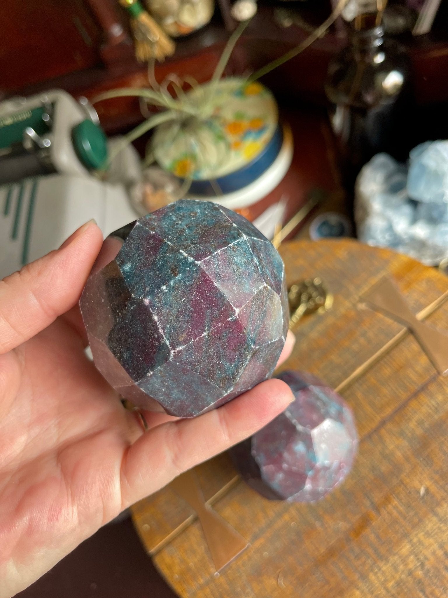 ruby in kyanite faceted spheres - Lil Shop of Light & Love