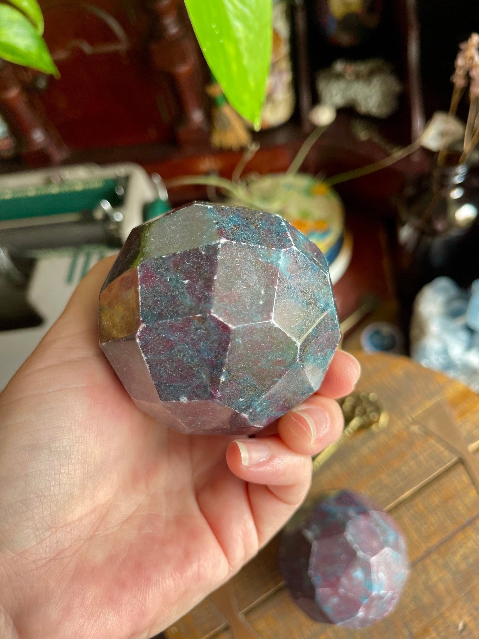 ruby in kyanite faceted spheres - Lil Shop of Light & Love