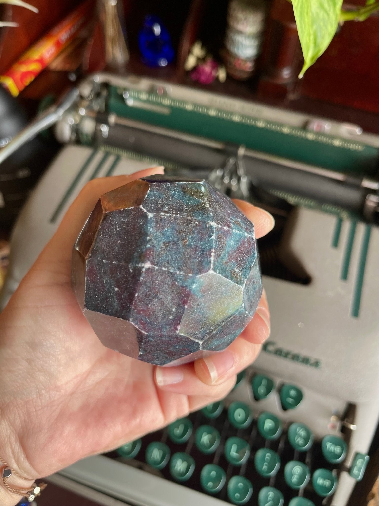 ruby in kyanite faceted spheres - Lil Shop of Light & Love