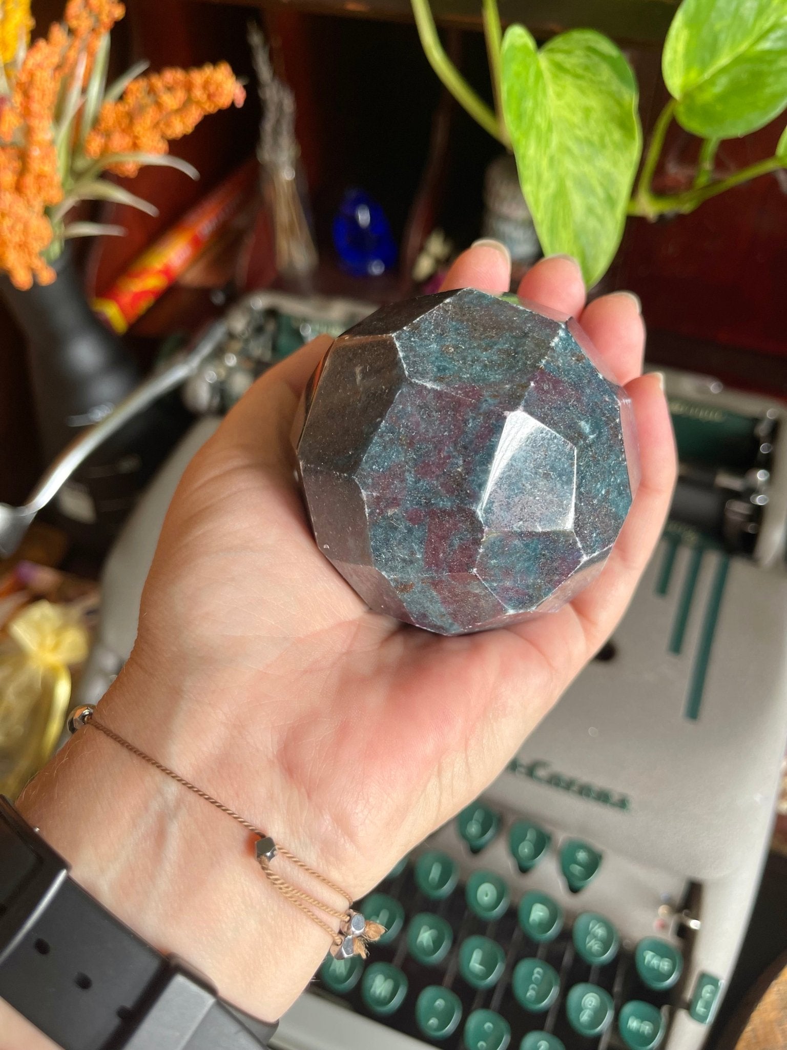 ruby in kyanite faceted spheres - Lil Shop of Light & Love