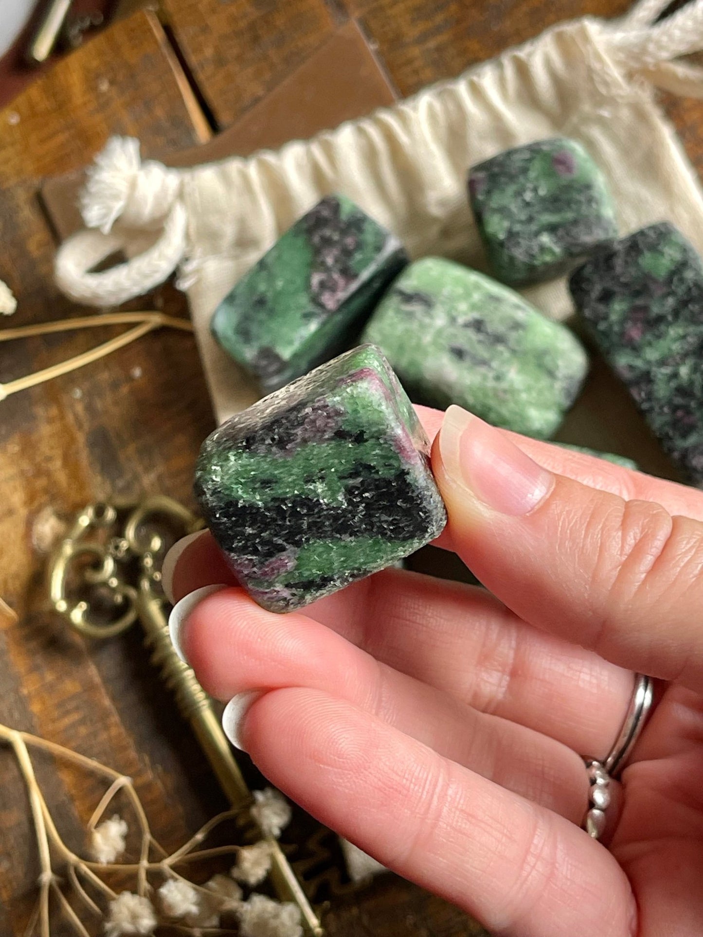 ruby in zoisite (anyolite) cubes | tumbled - Lil Shop of Light & Love