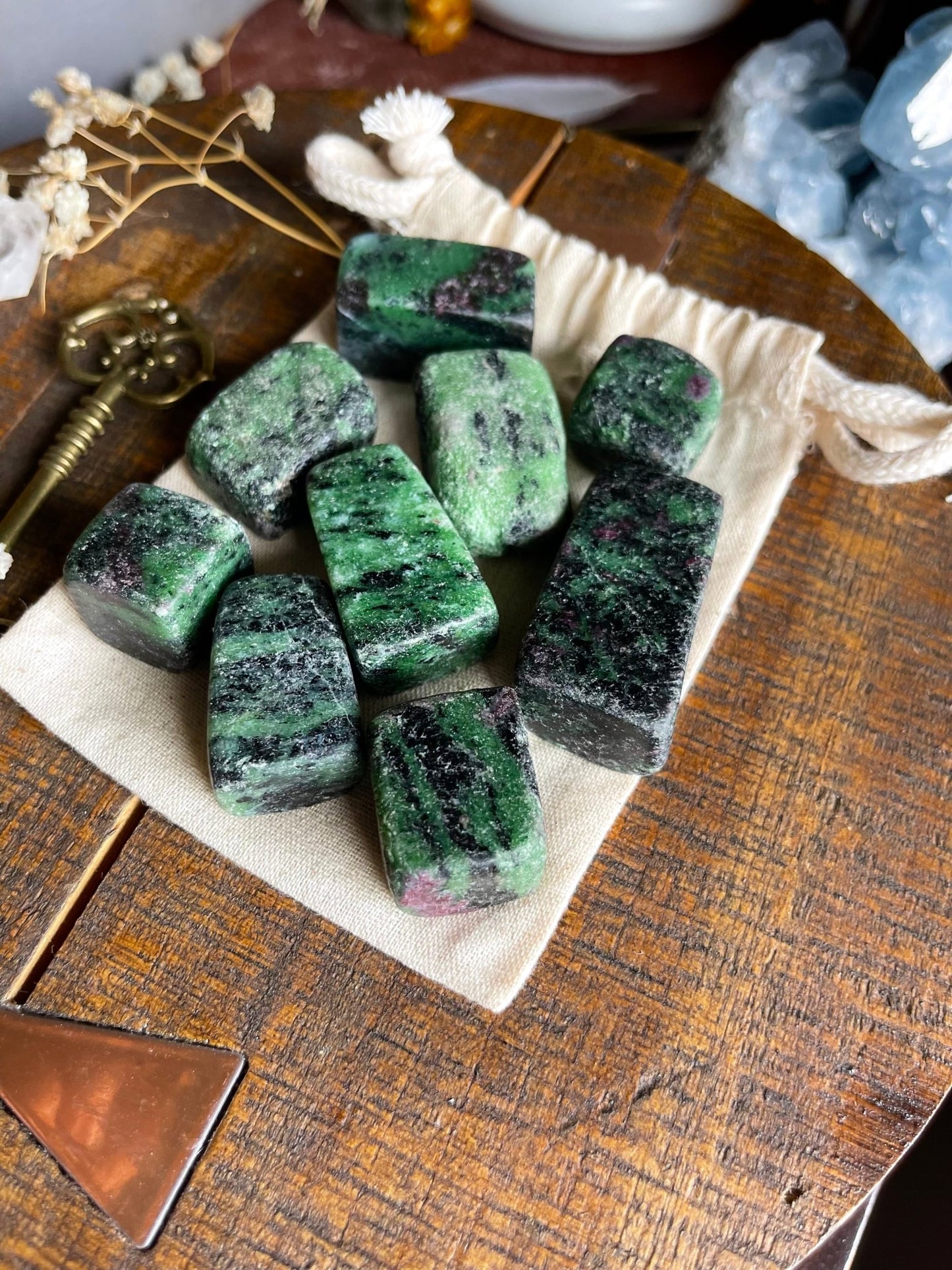 ruby in zoisite (anyolite) cubes | tumbled - Lil Shop of Light & Love