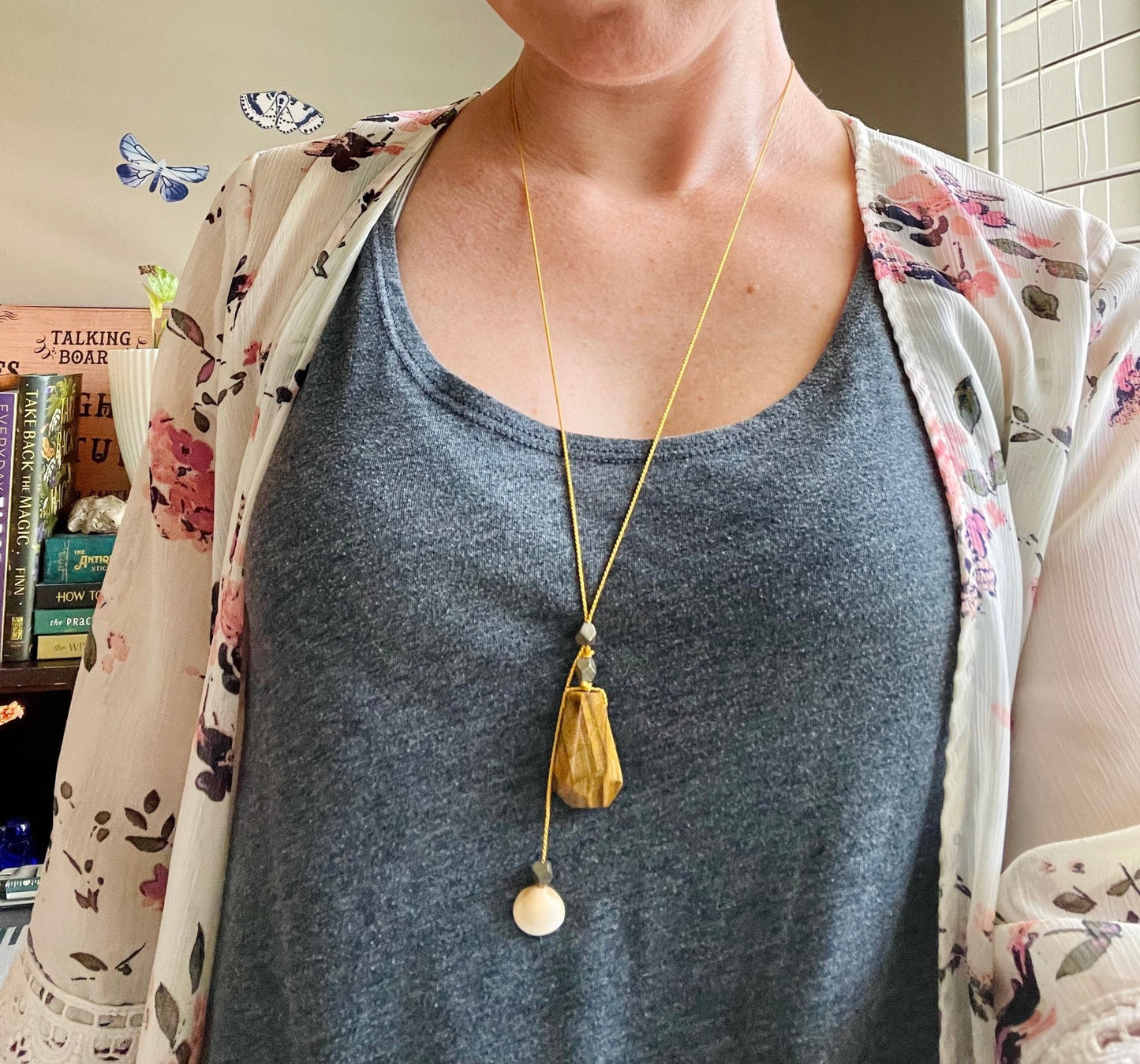 sea witch tiger’s eye silk crystal necklace | adjustable lariat style - Lil Shop of Light & Love