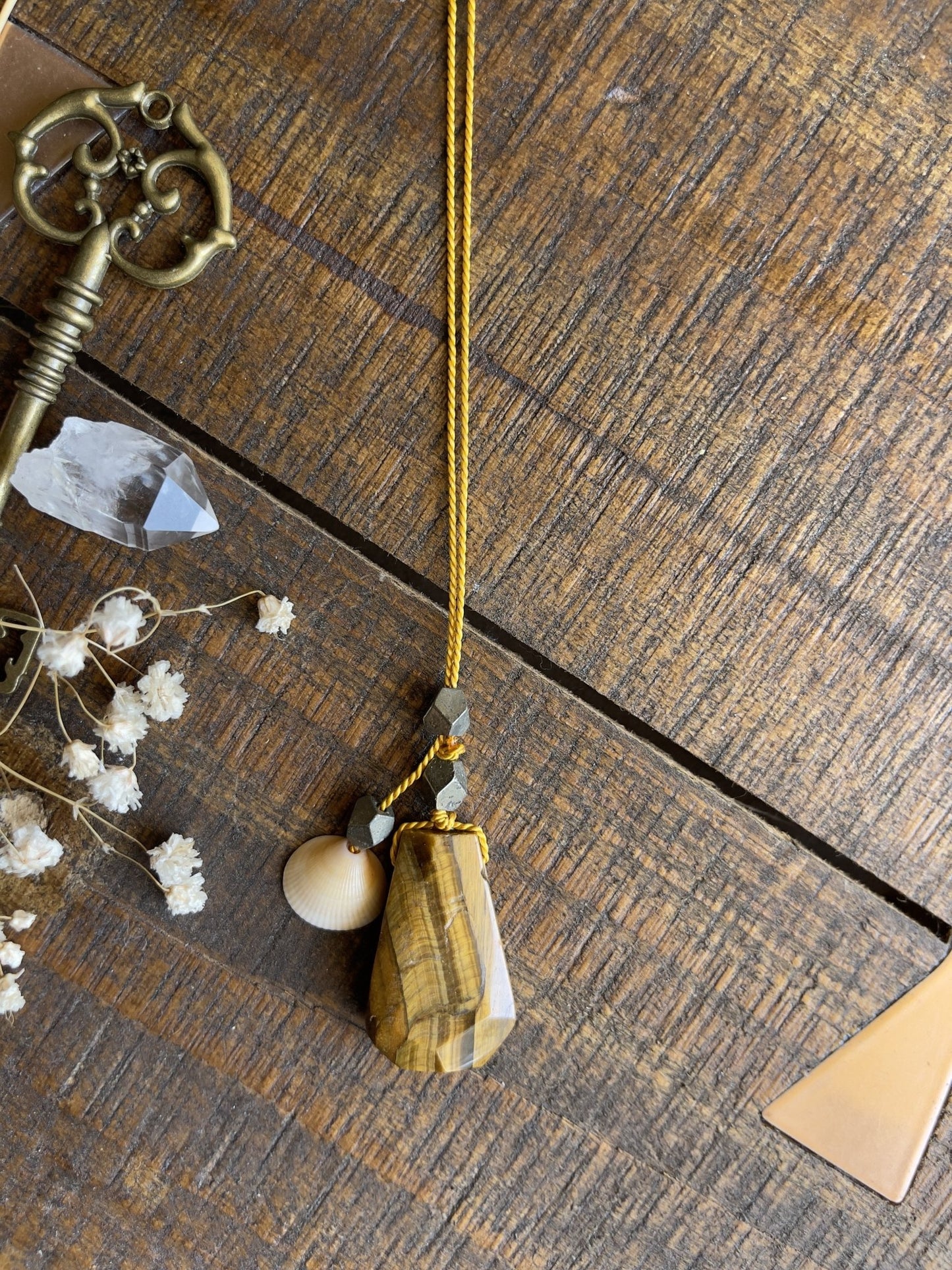 sea witch tiger’s eye silk crystal necklace | adjustable lariat style - Lil Shop of Light & Love
