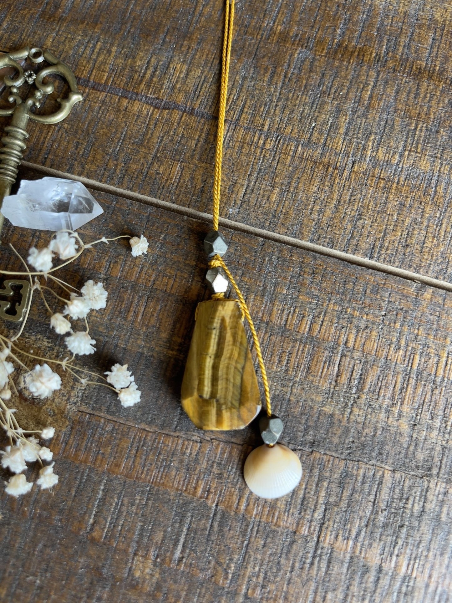 sea witch tiger’s eye silk crystal necklace | adjustable lariat style - Lil Shop of Light & Love