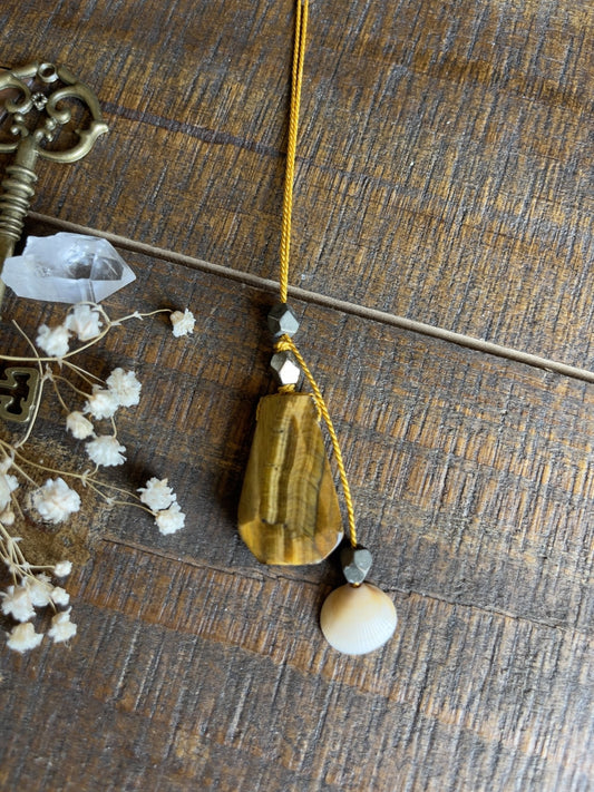 sea witch tiger’s eye silk crystal necklace | adjustable lariat style - Lil Shop of Light & Love