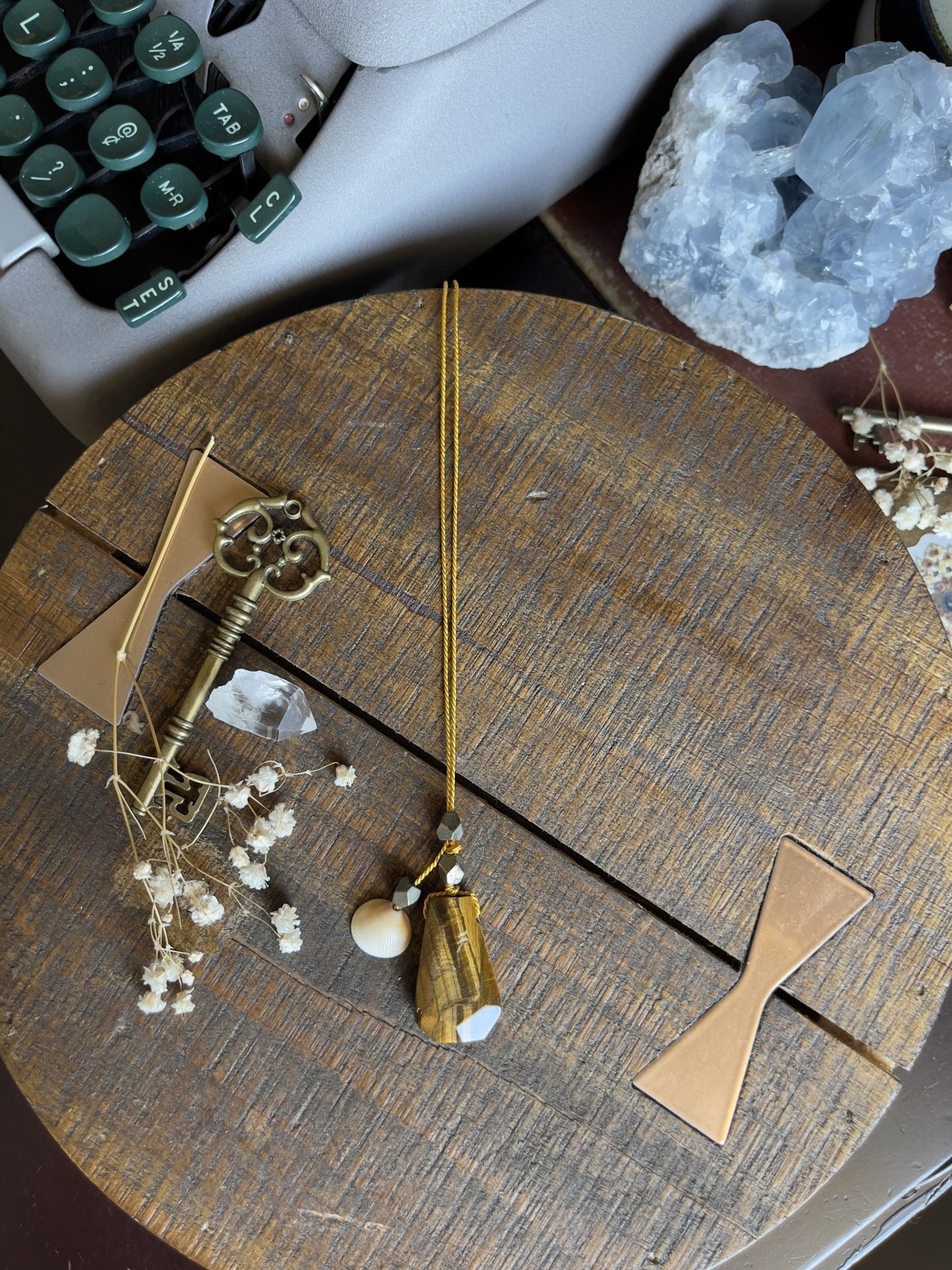 sea witch tiger’s eye silk crystal necklace | adjustable lariat style - Lil Shop of Light & Love