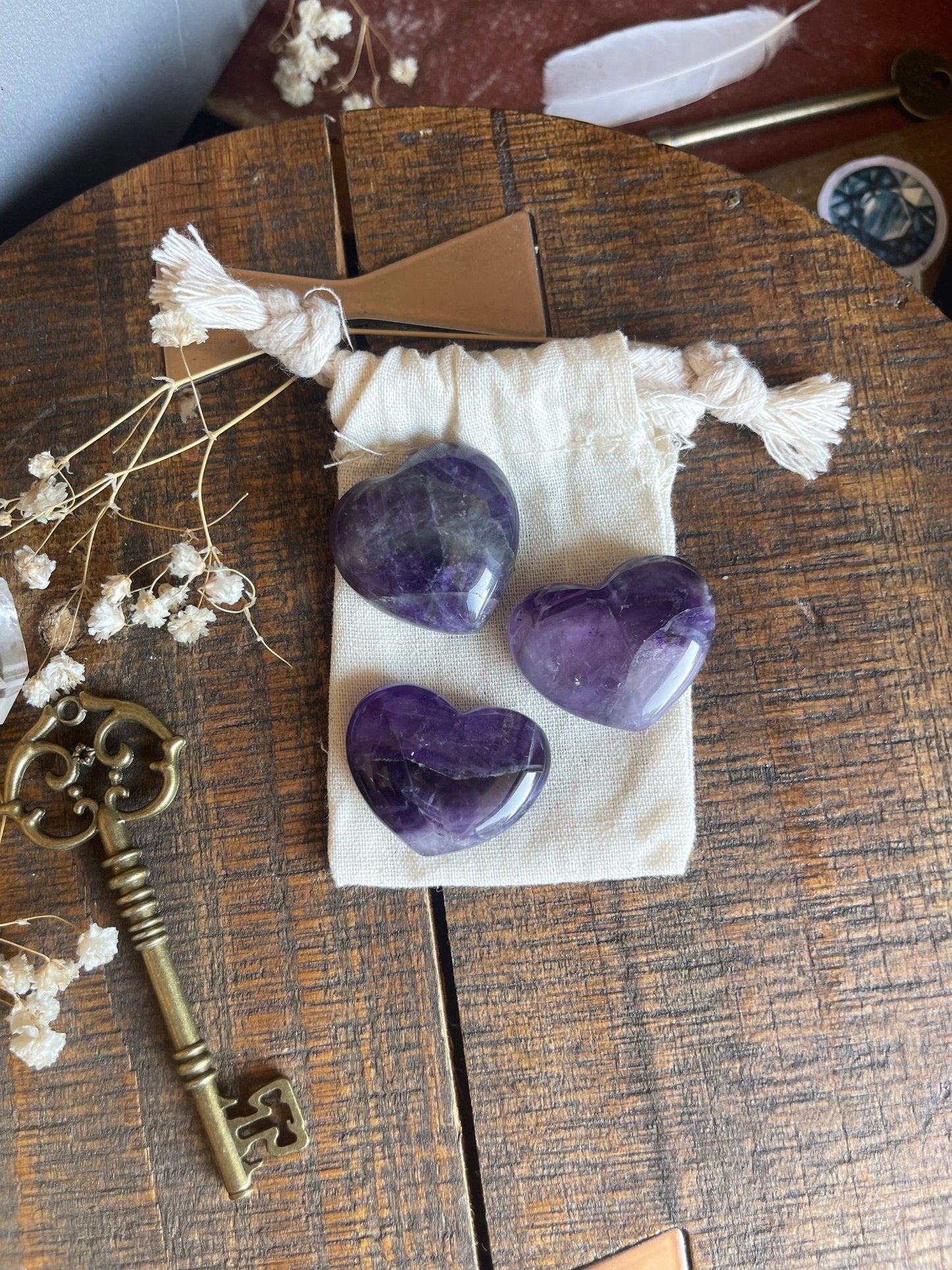 small amethyst polished hearts - Lil Shop of Light & Love