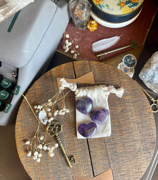 small amethyst polished hearts - Lil Shop of Light & Love