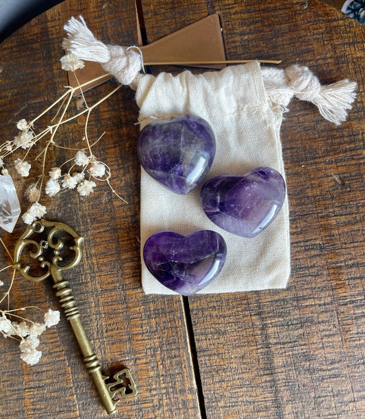 small amethyst polished hearts - Lil Shop of Light & Love