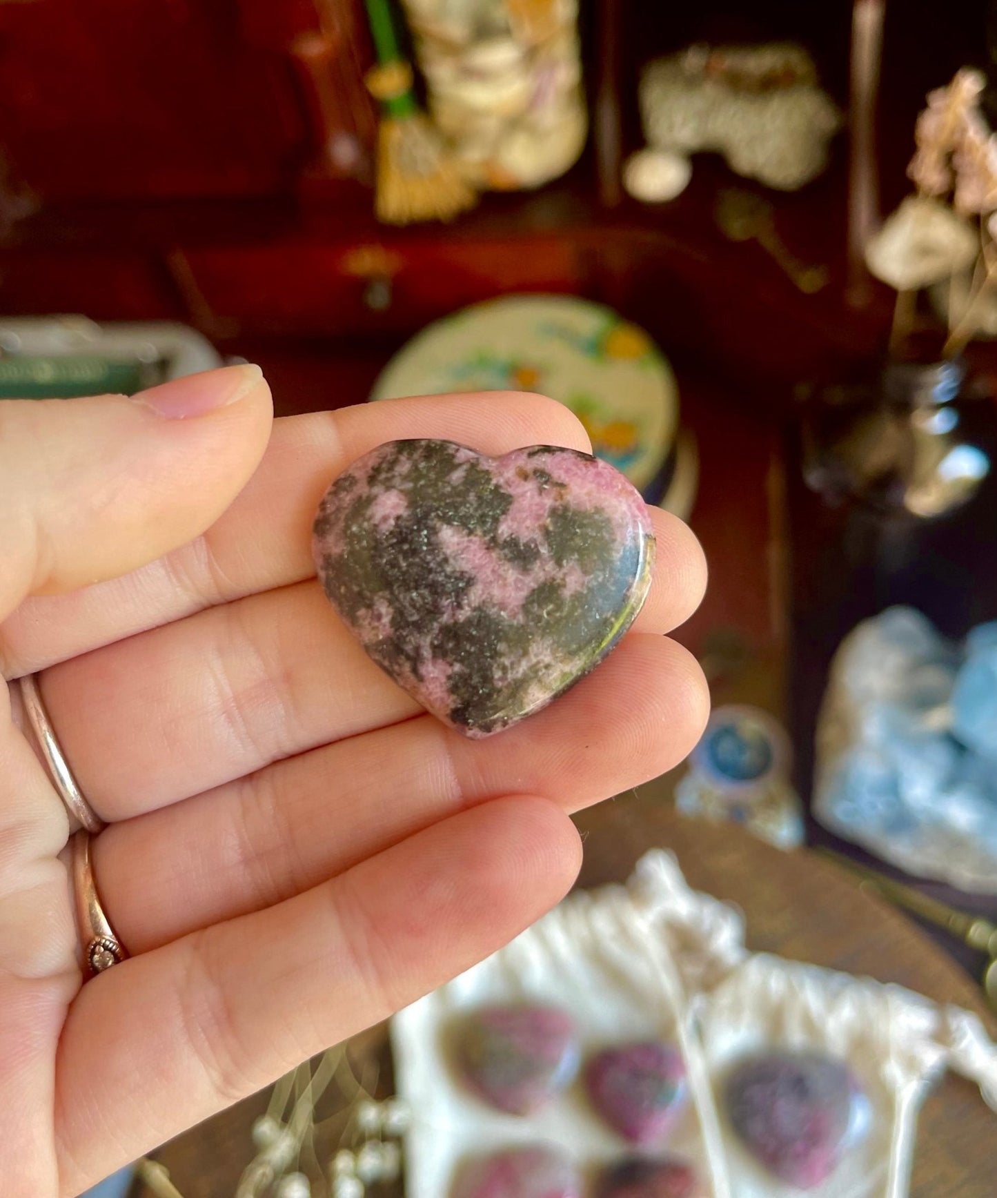 small rhodonite polished hearts - Lil Shop of Light & Love