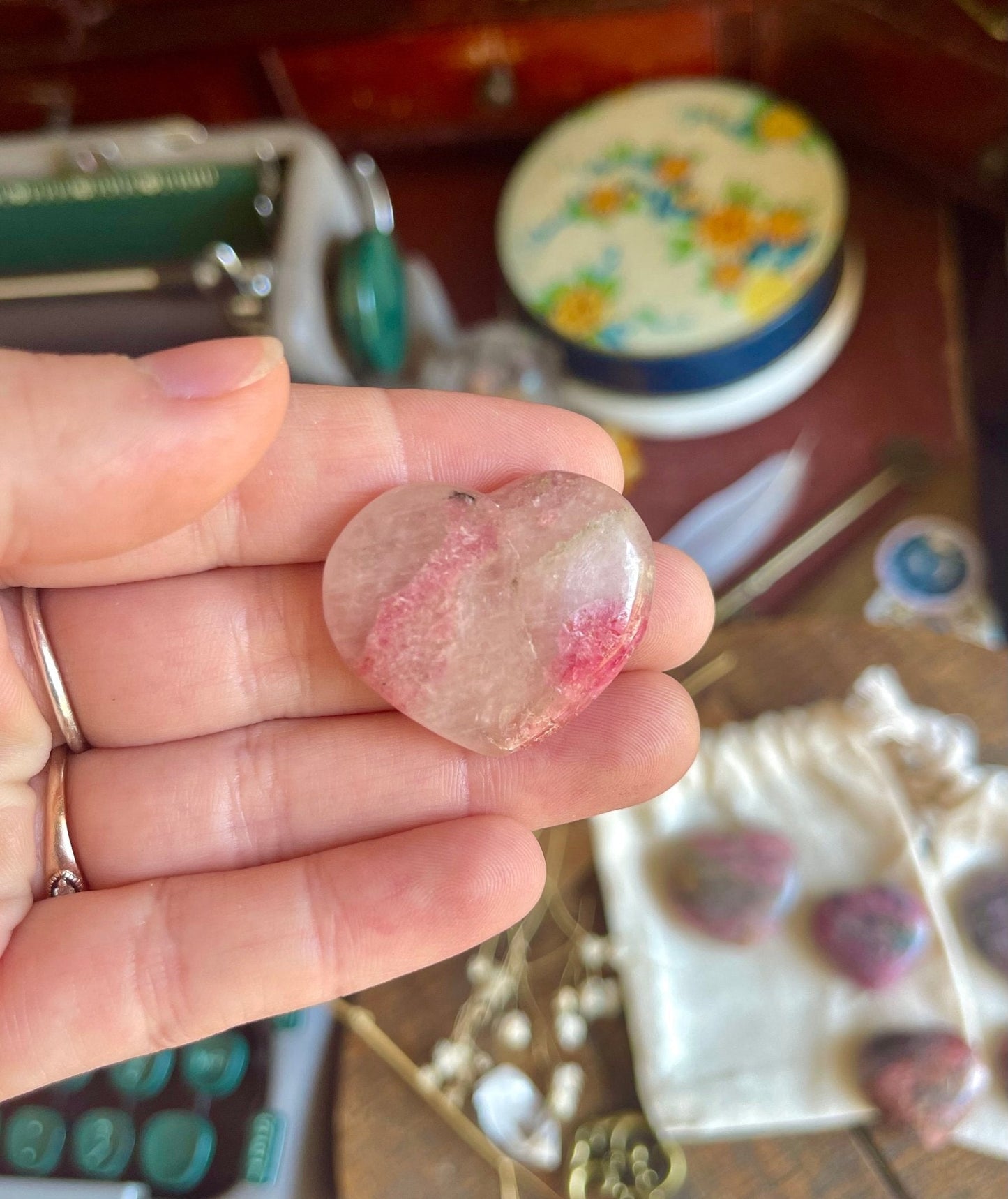 small rhodonite polished hearts - Lil Shop of Light & Love
