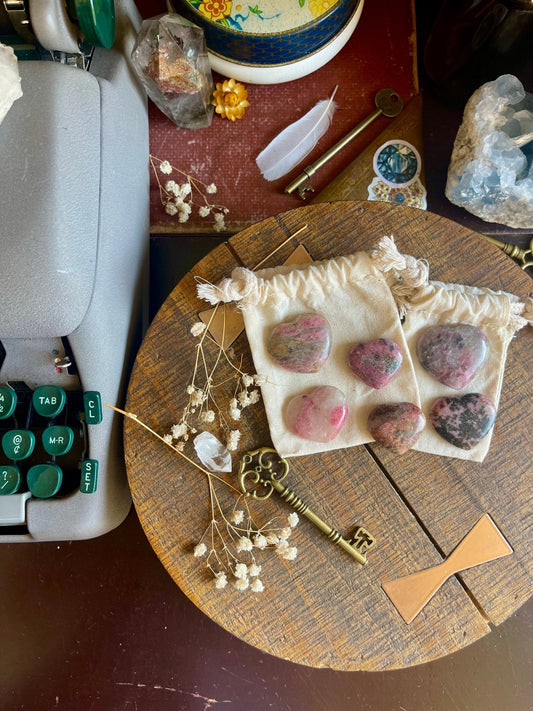 small rhodonite polished hearts - Lil Shop of Light & Love