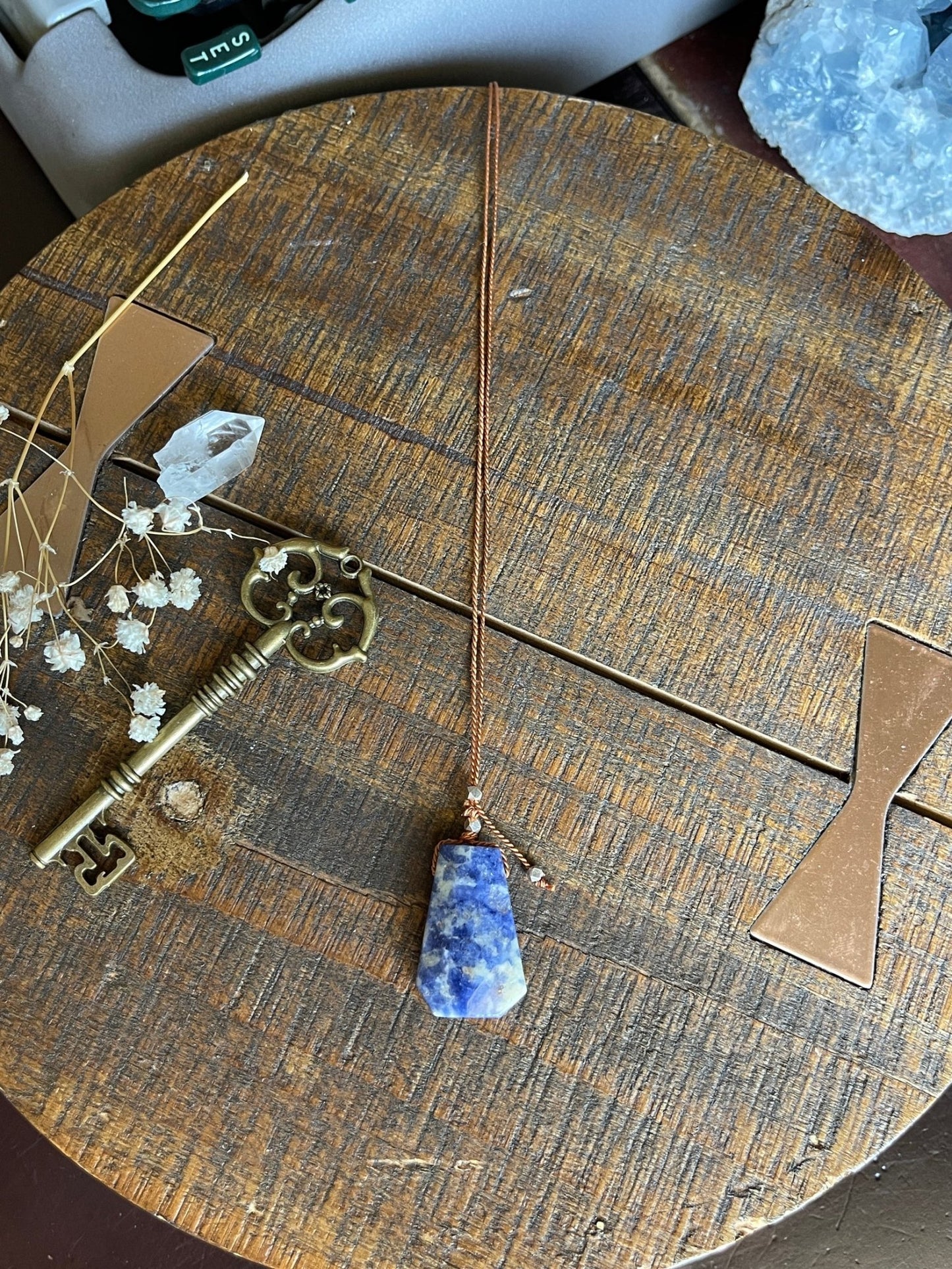 sodalite silk crystal necklace | adjustable lariat style - Lil Shop of Light & Love