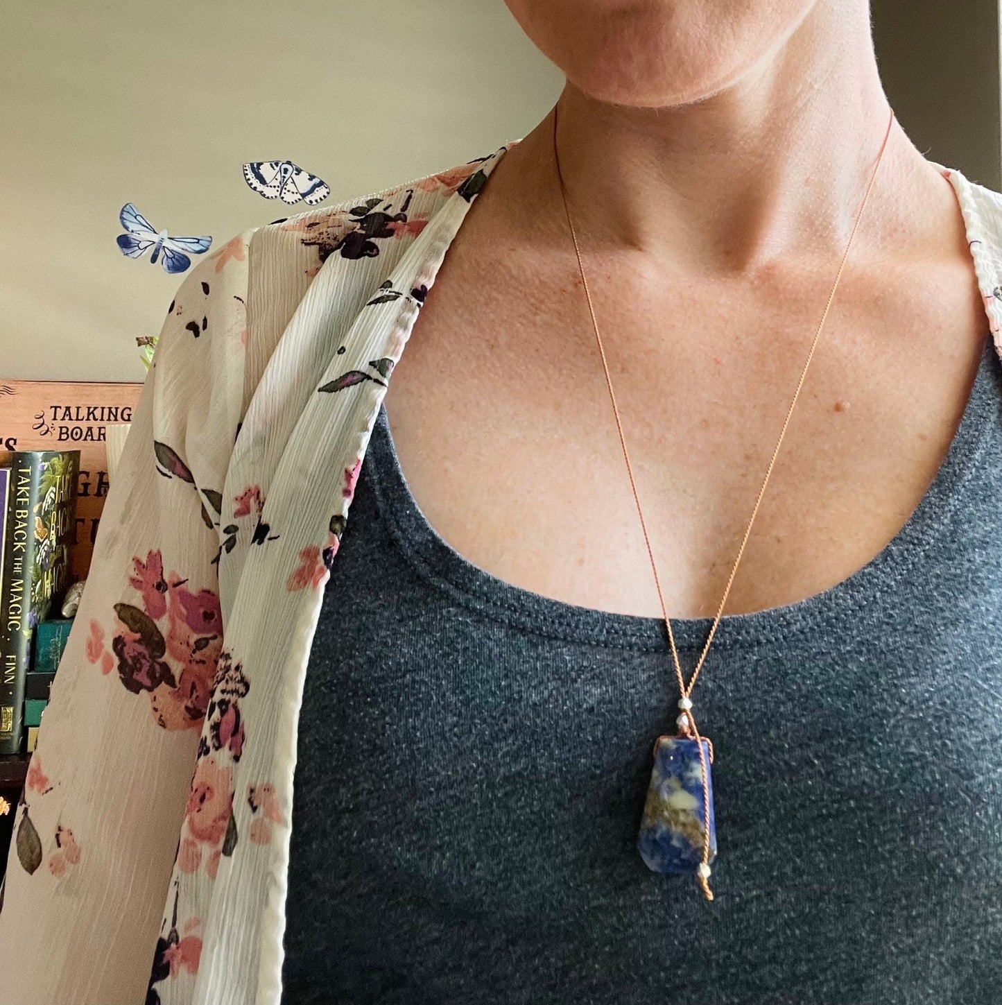 sodalite silk crystal necklace | adjustable lariat style - Lil Shop of Light & Love