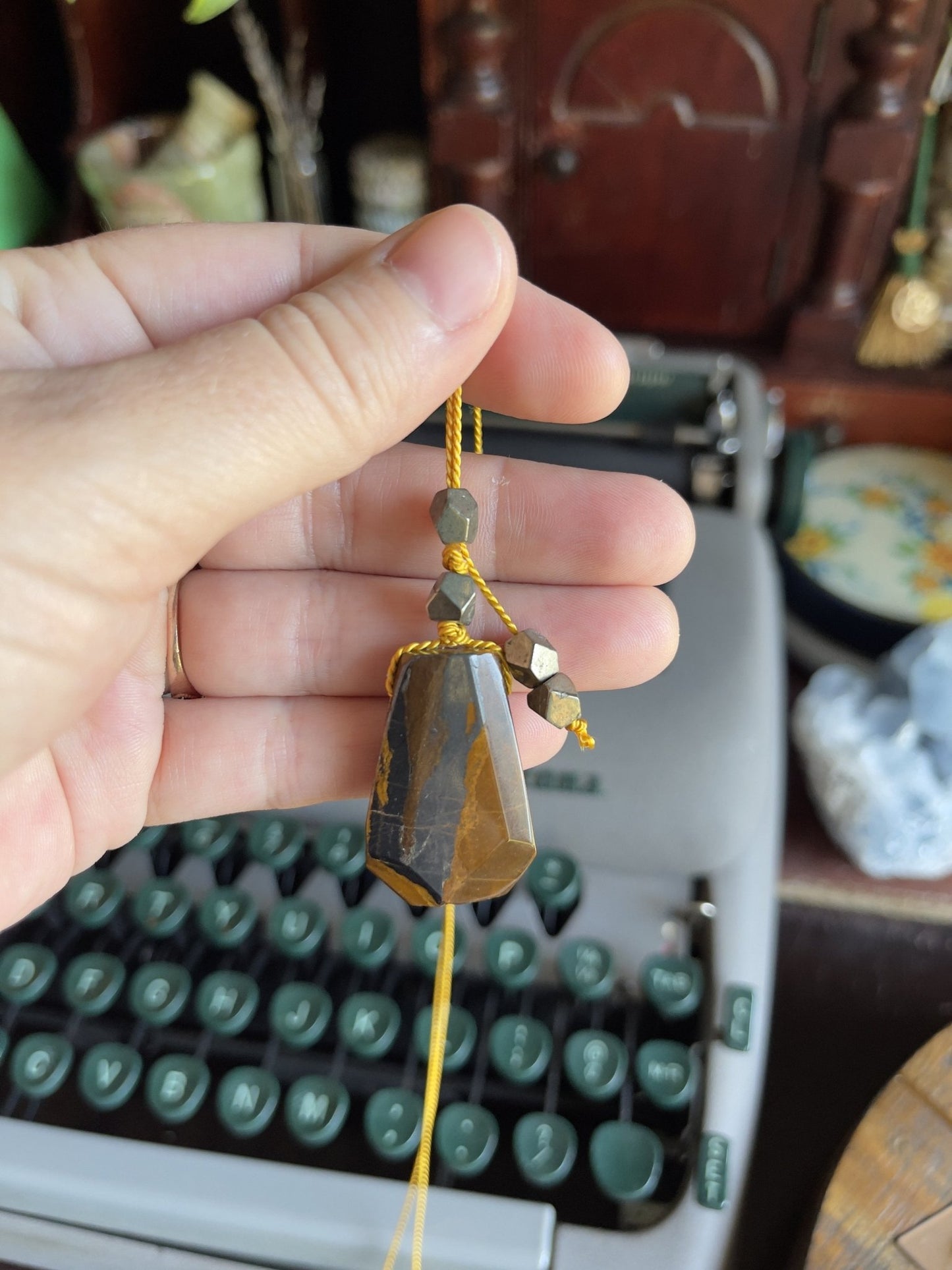 tiger’s eye silk crystal necklace | adjustable lariat style - Lil Shop of Light & Love