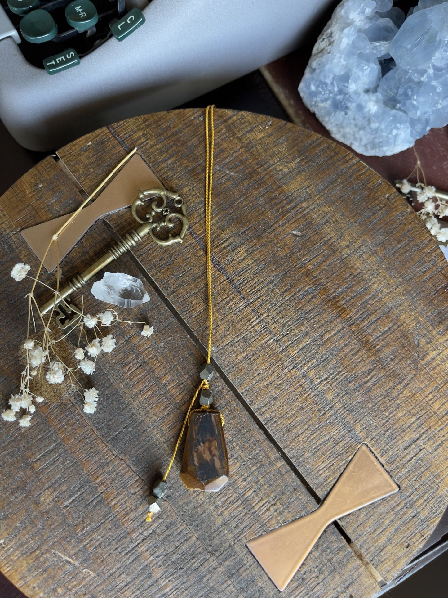 tiger’s eye silk crystal necklace | adjustable lariat style - Lil Shop of Light & Love