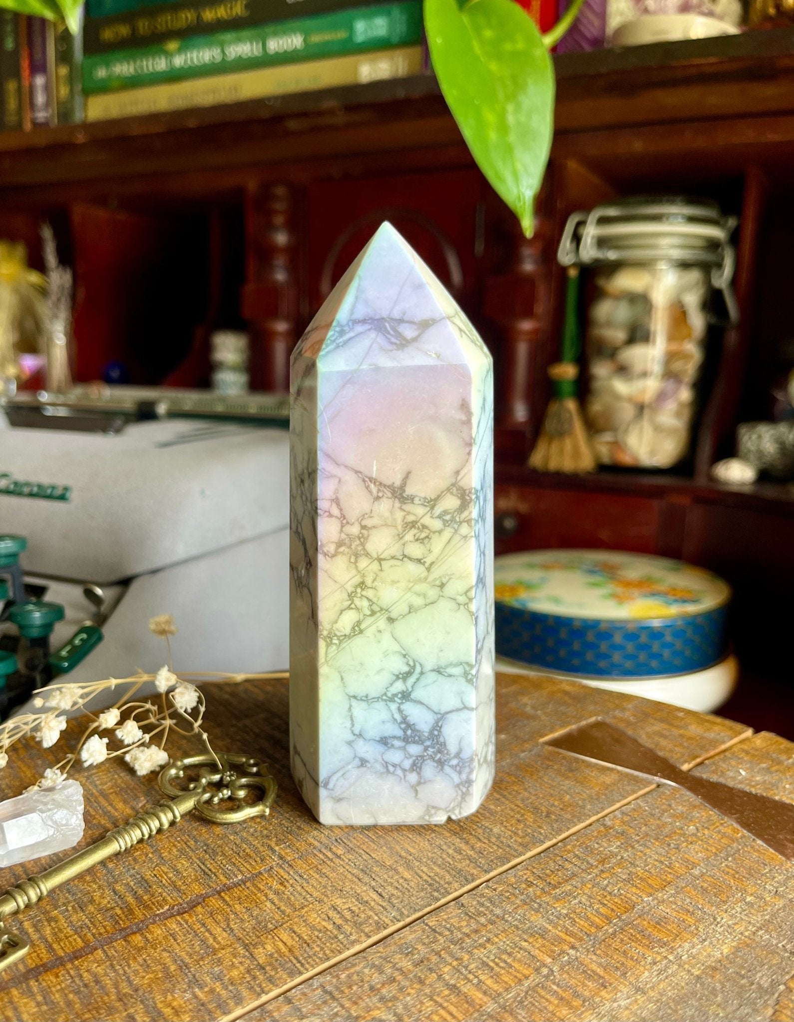 angel aura howlite tower - lil shop of light & love