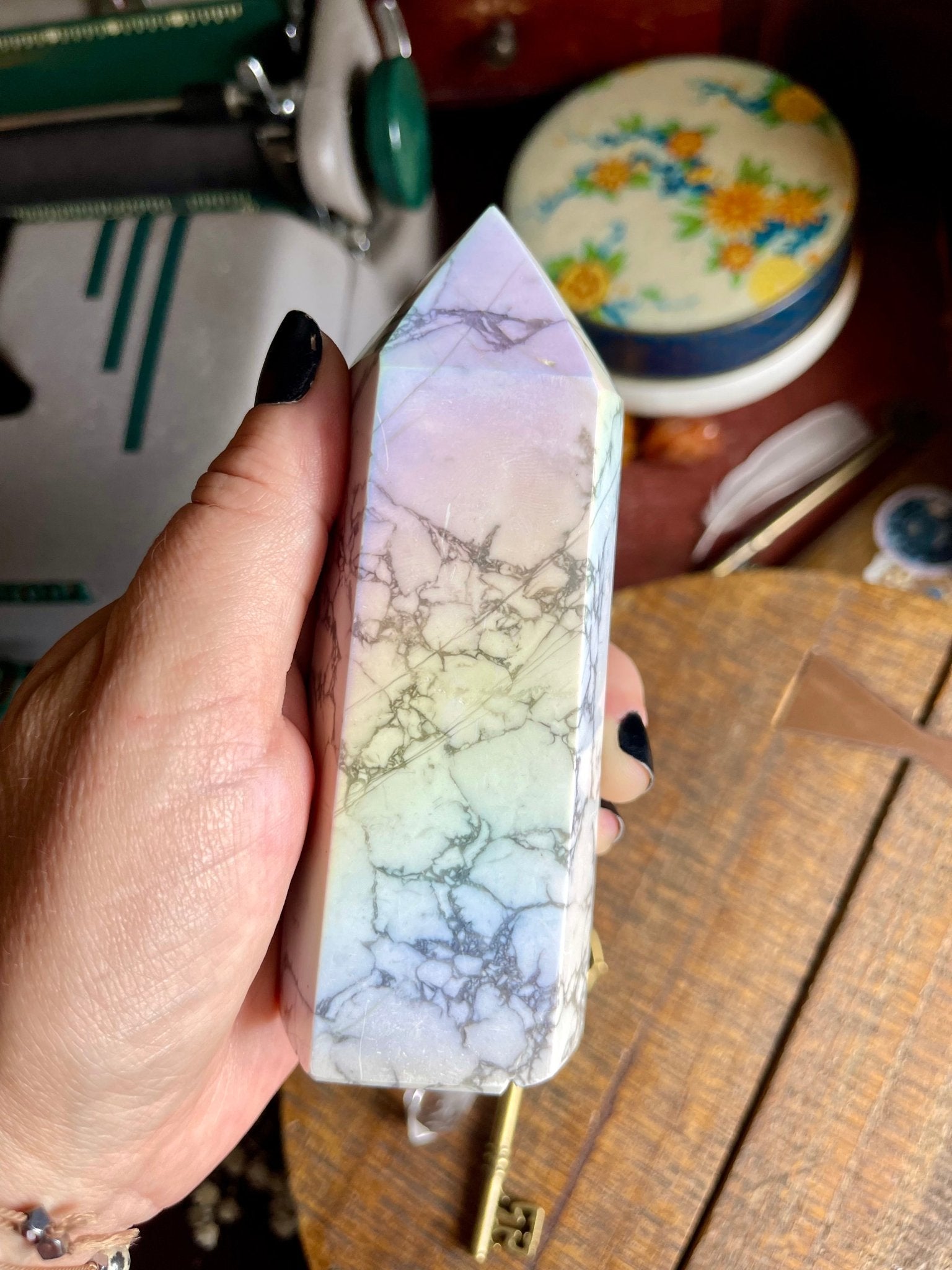 angel aura howlite tower - lil shop of light & love