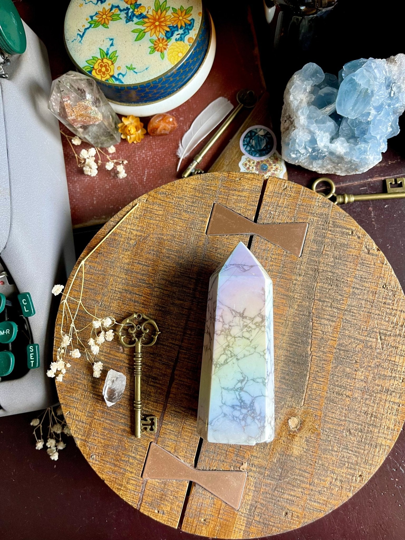 angel aura howlite tower - lil shop of light & love