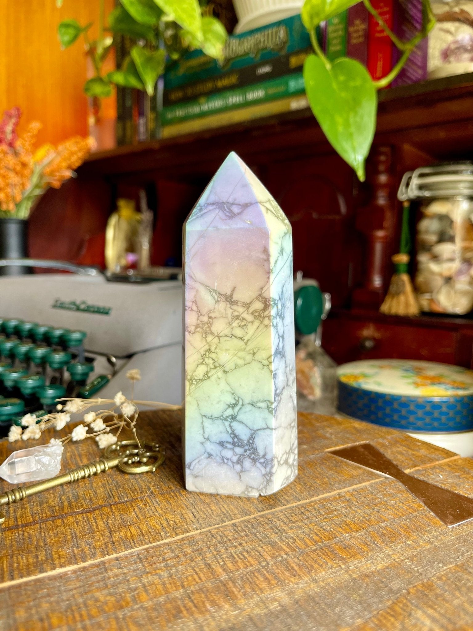 angel aura howlite tower - lil shop of light & love