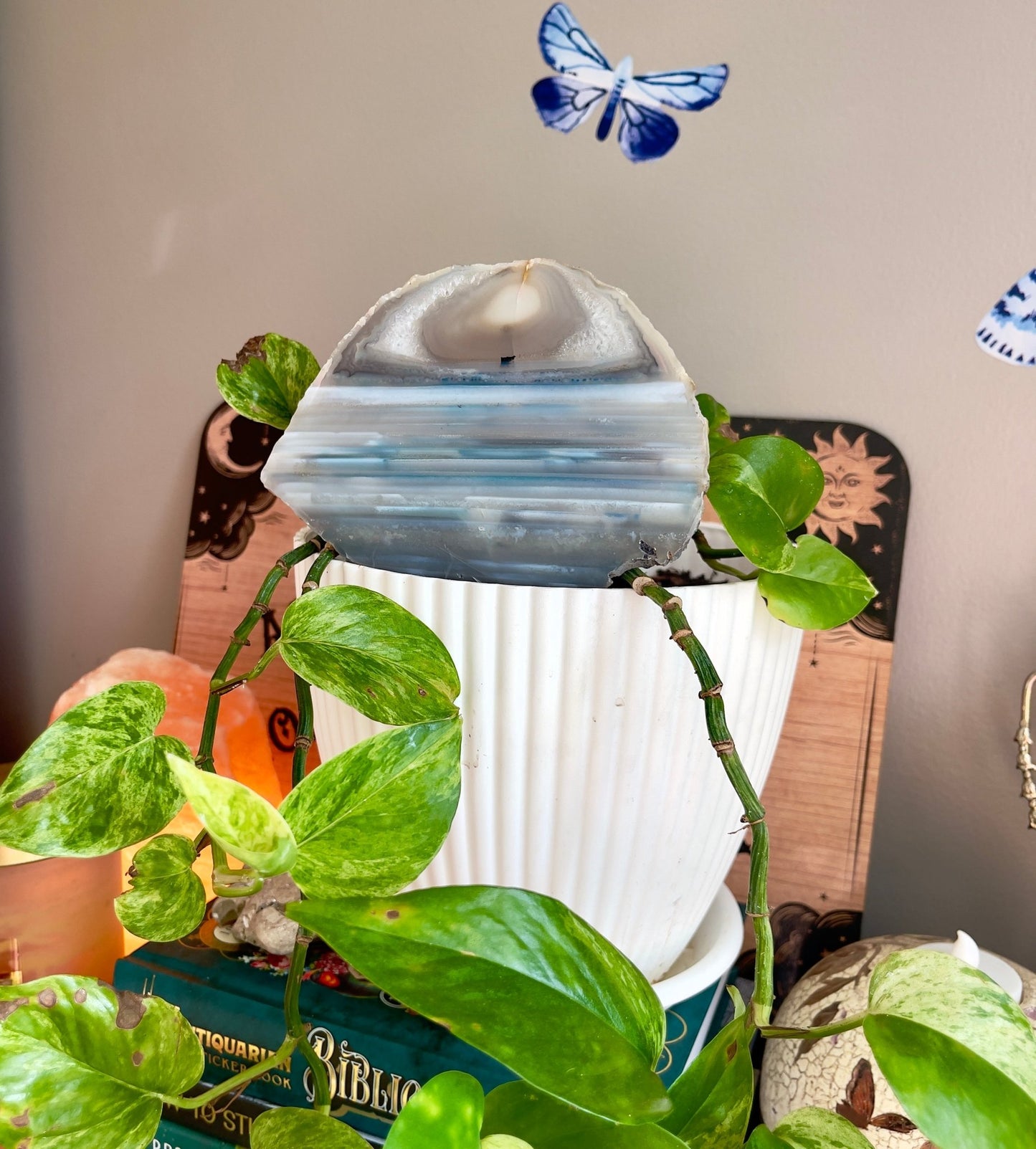 blue agate slice (dyed) - lil shop of light & love