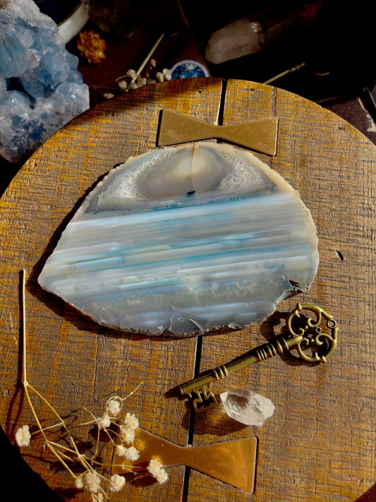 blue agate slice (dyed) - lil shop of light & love