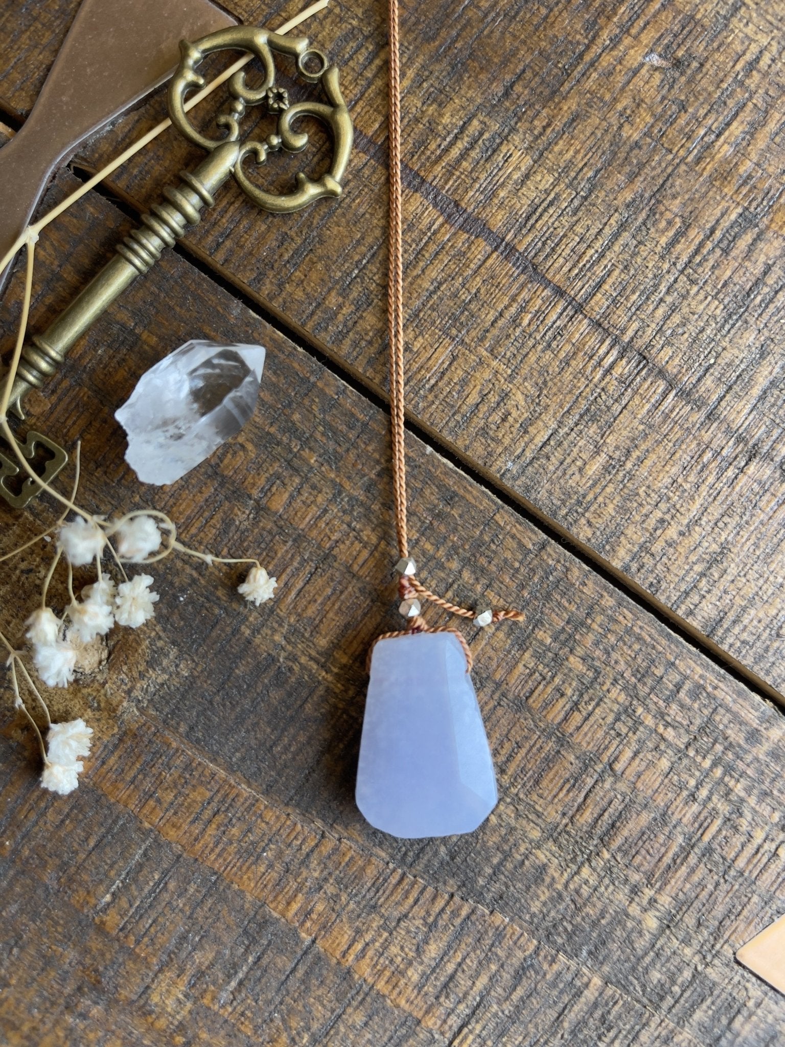 blue lace agate silk crystal necklace